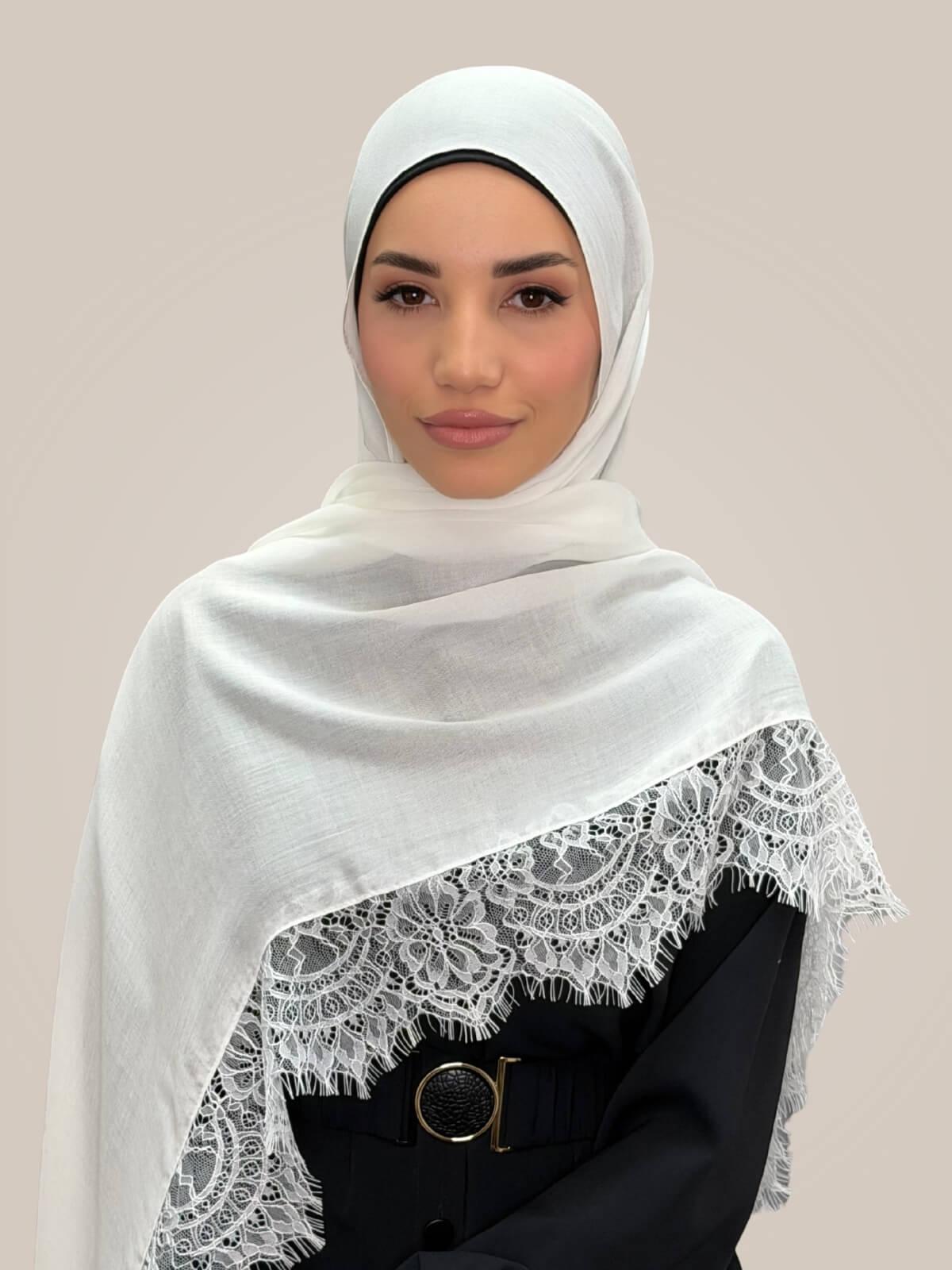 Lace Cotton Modal Hijab-Quiet Light