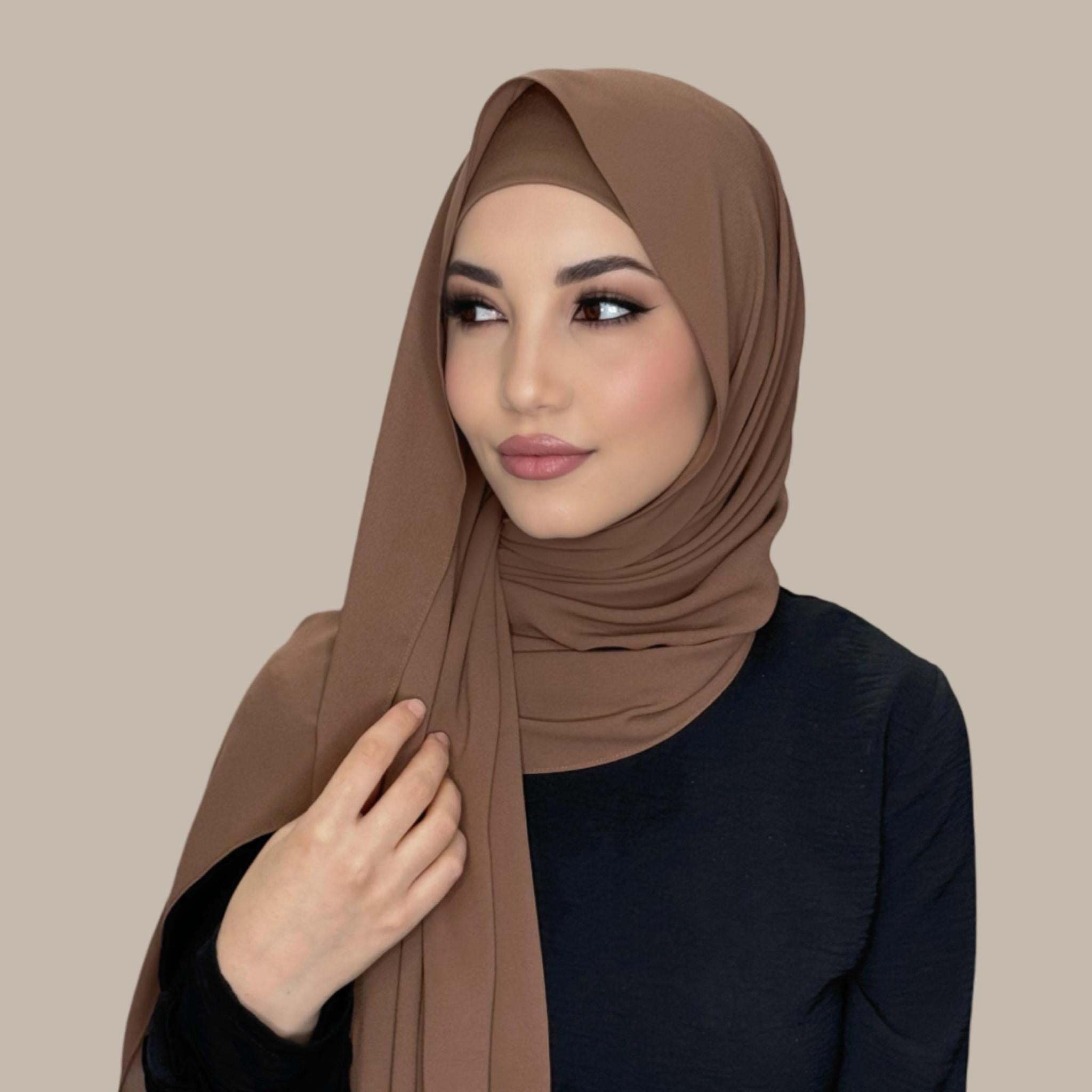 Matching Chiffon Hijab Set-Cinnamon