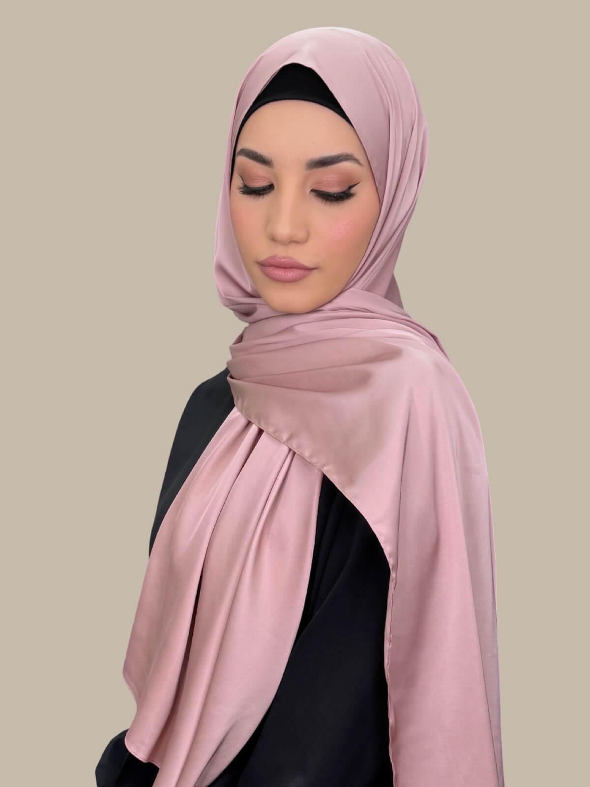 Premium Satin Hijab-Truffle Rose