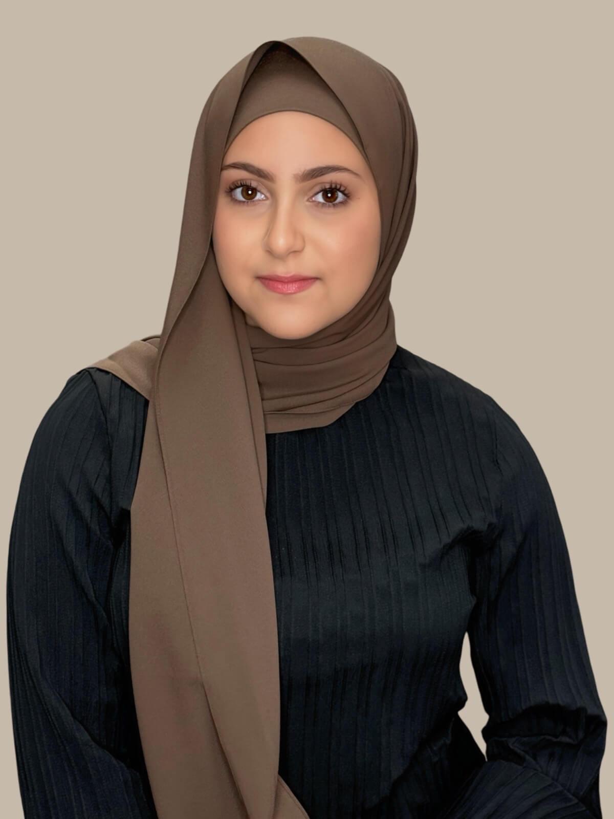 Modish Girl Matching Chiffon Hijab Set-Swiss Brown