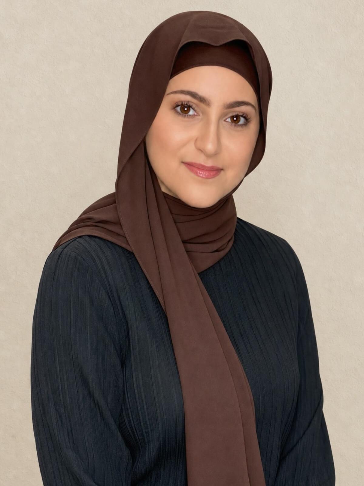 Modish Girl Matching Chiffon Hijab Set-Umber