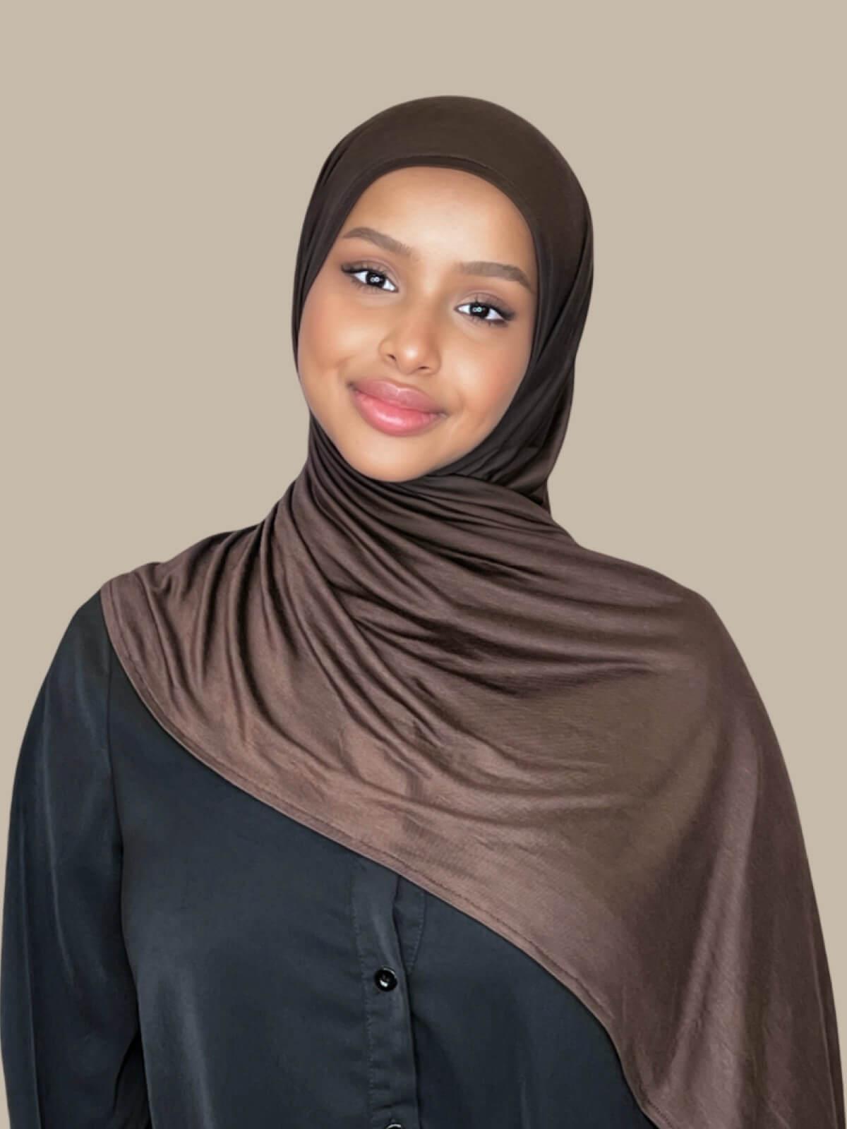 Pre-Sewn Jersey Hijab-Chocolate Brown