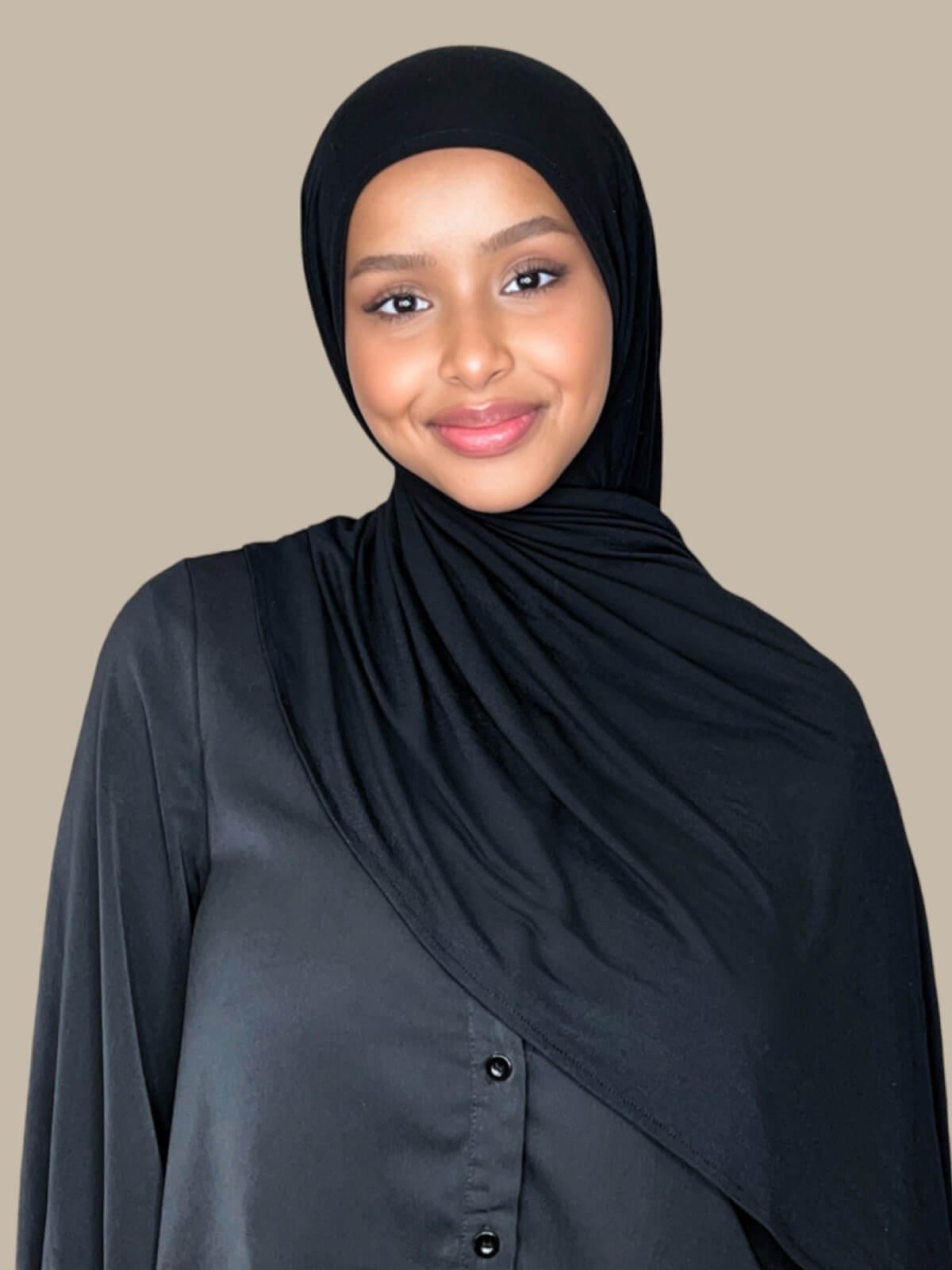 Pre-Sewn Jersey Hijab-Black