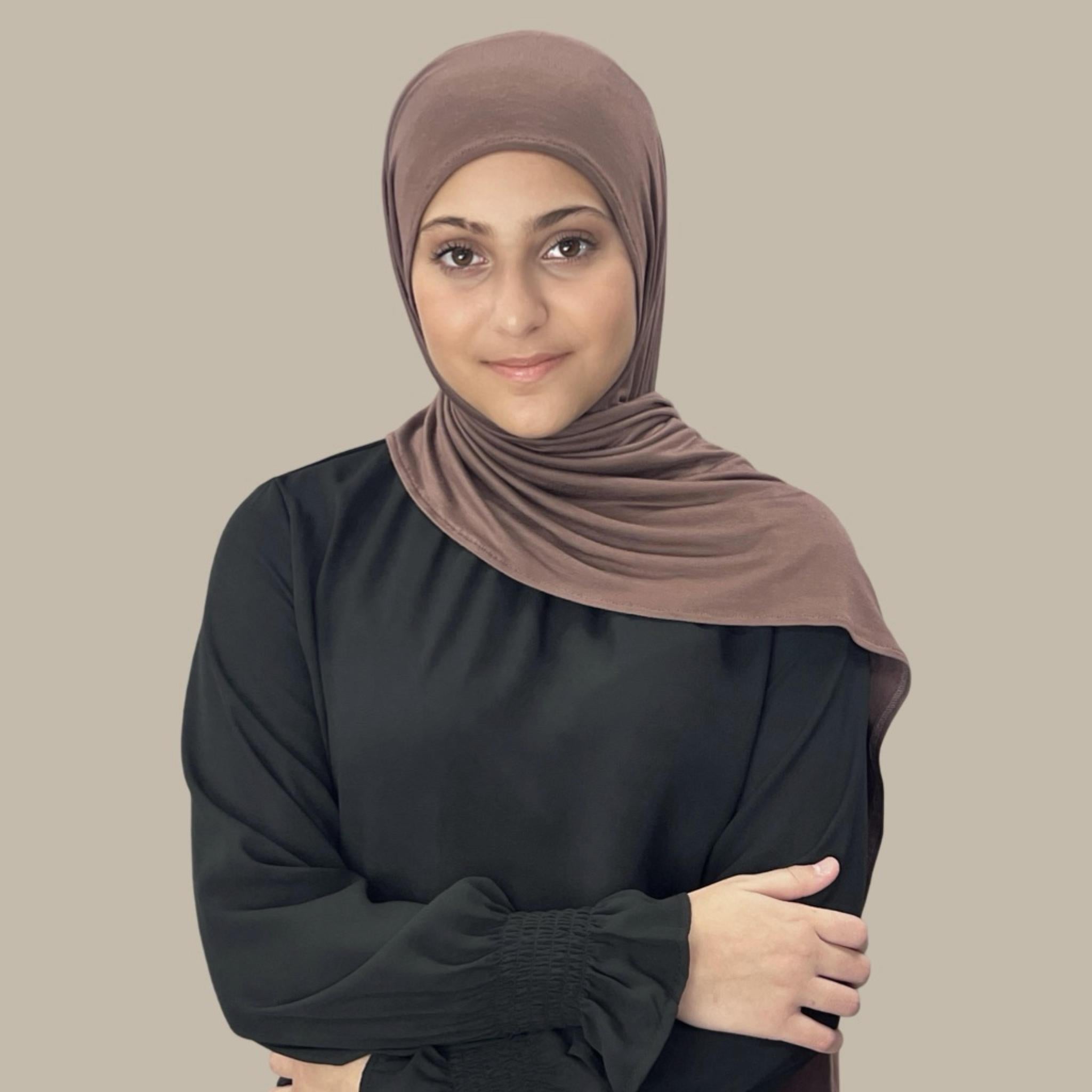 Modish Girl Pre-Sewn Jersey Hijab-Mocha Brown