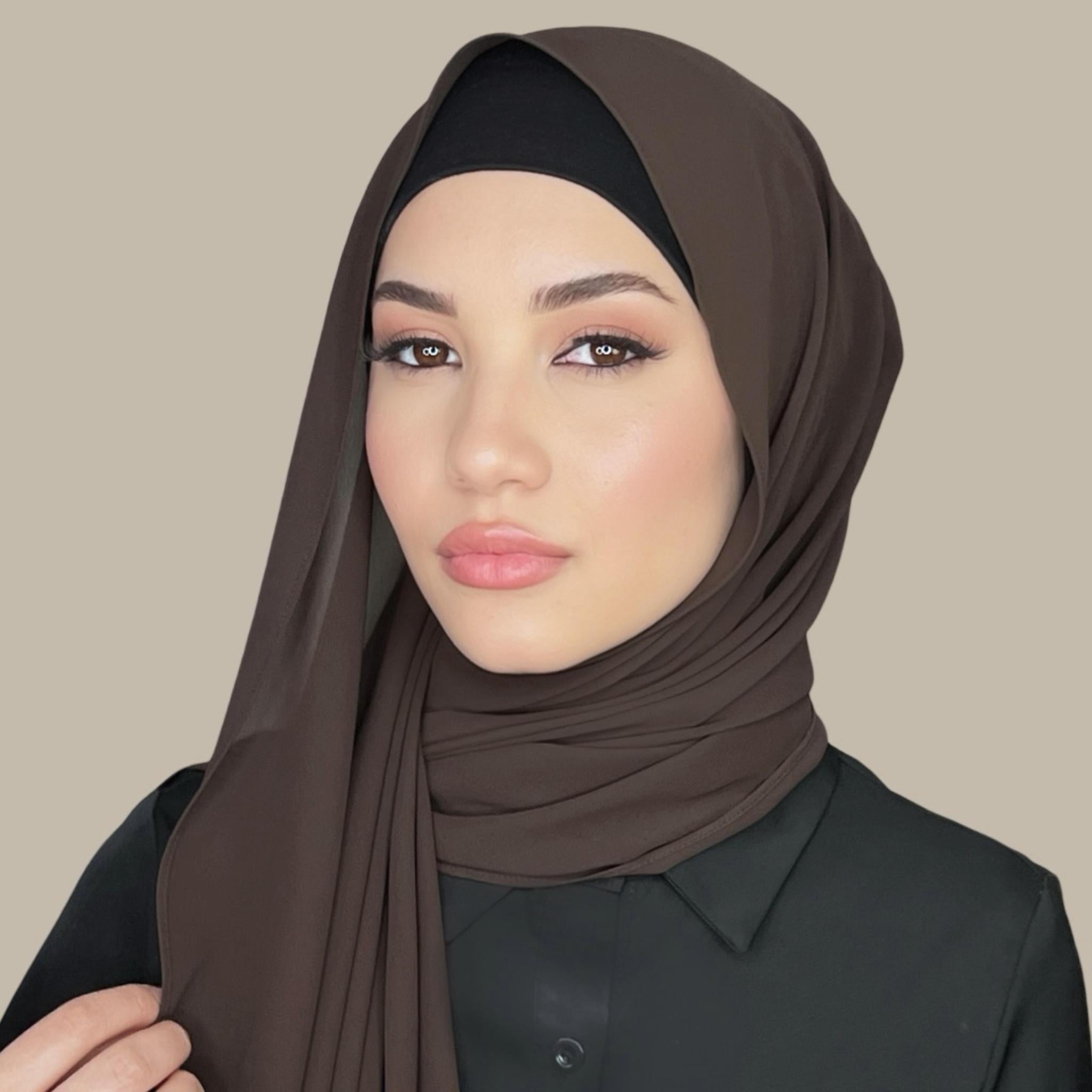 Luxury Chiffon Hijab-Brown