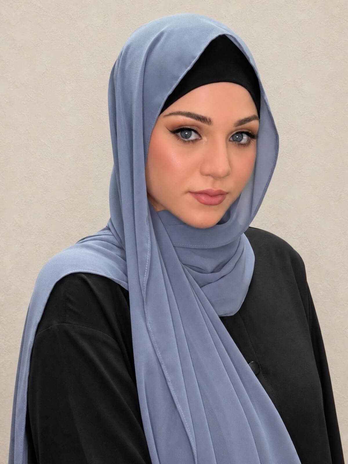 Luxury Chiffon Hijab-Dusty Blue