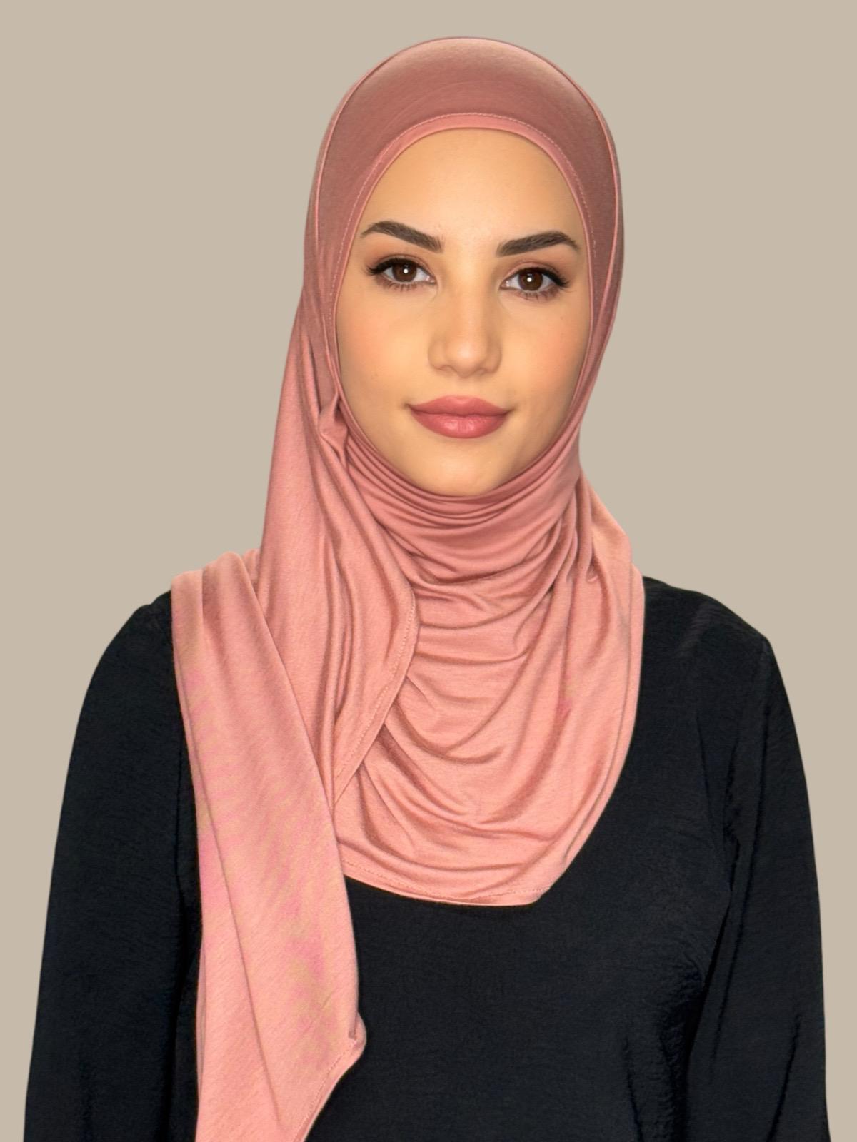 Pre-Sewn Jersey Hijab-Wood Rose