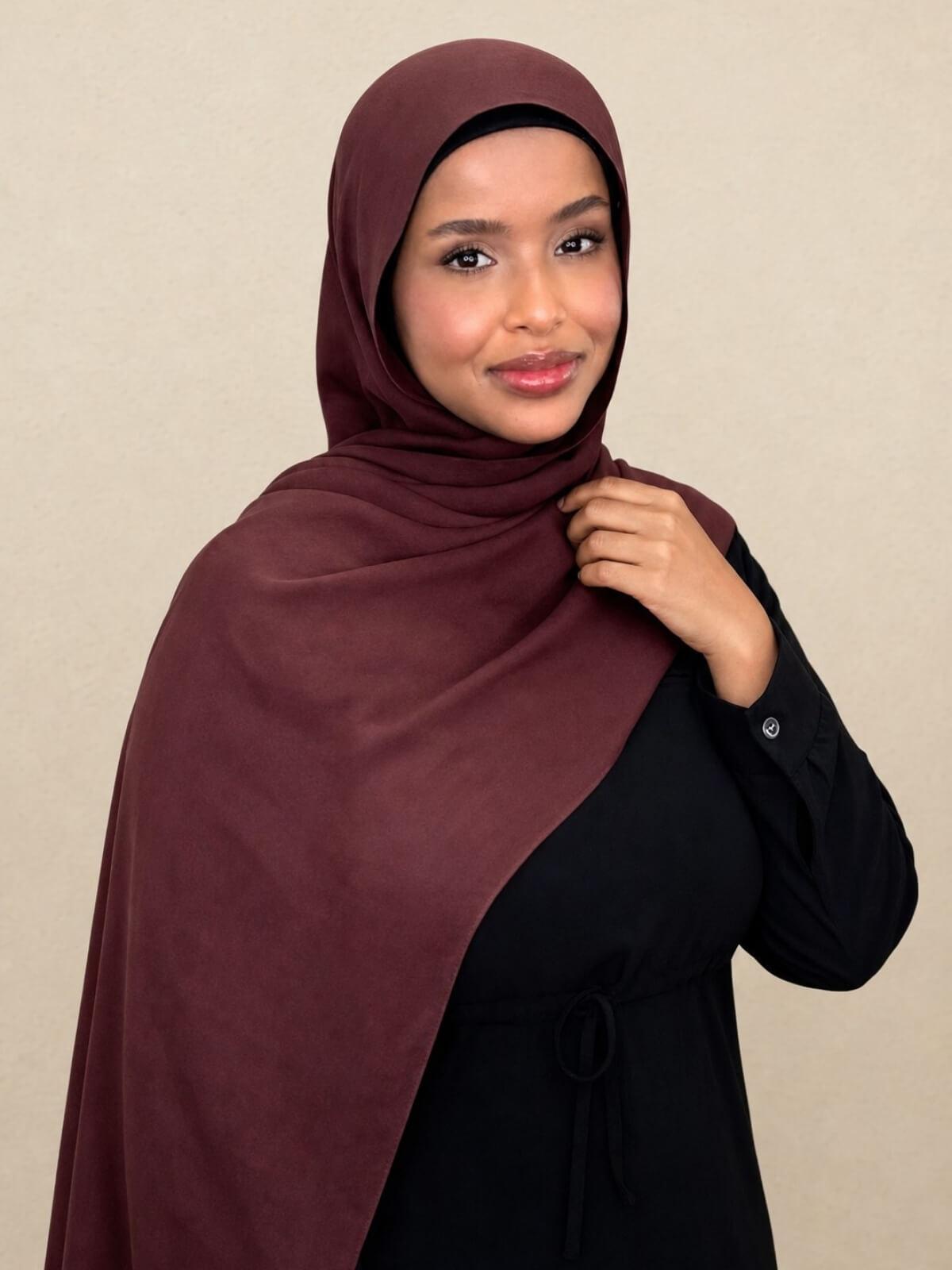 Cotton Modal Hijab-Raisin Brown
