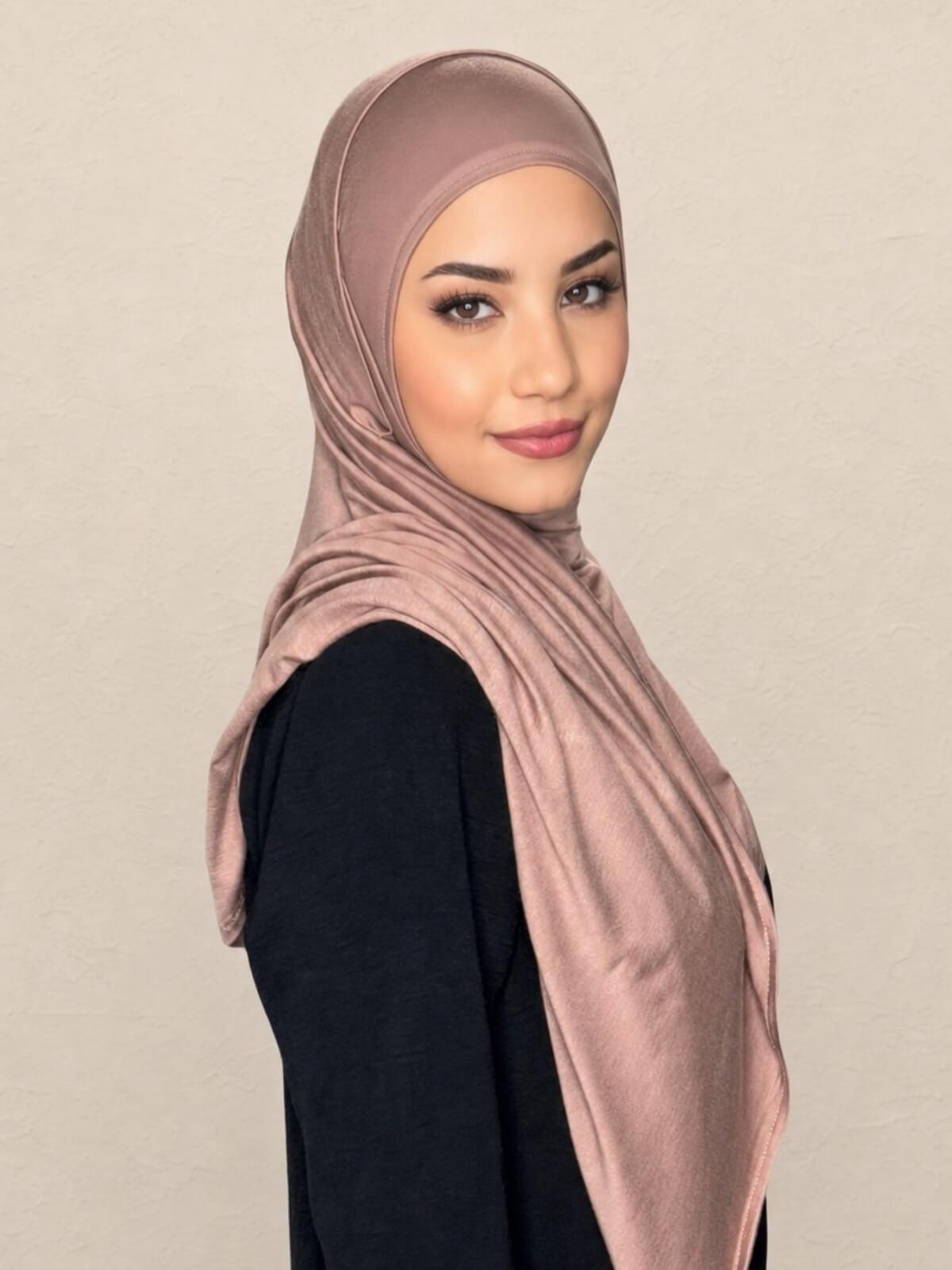 Pre-Sewn Jersey Hijab-Pale Taupe