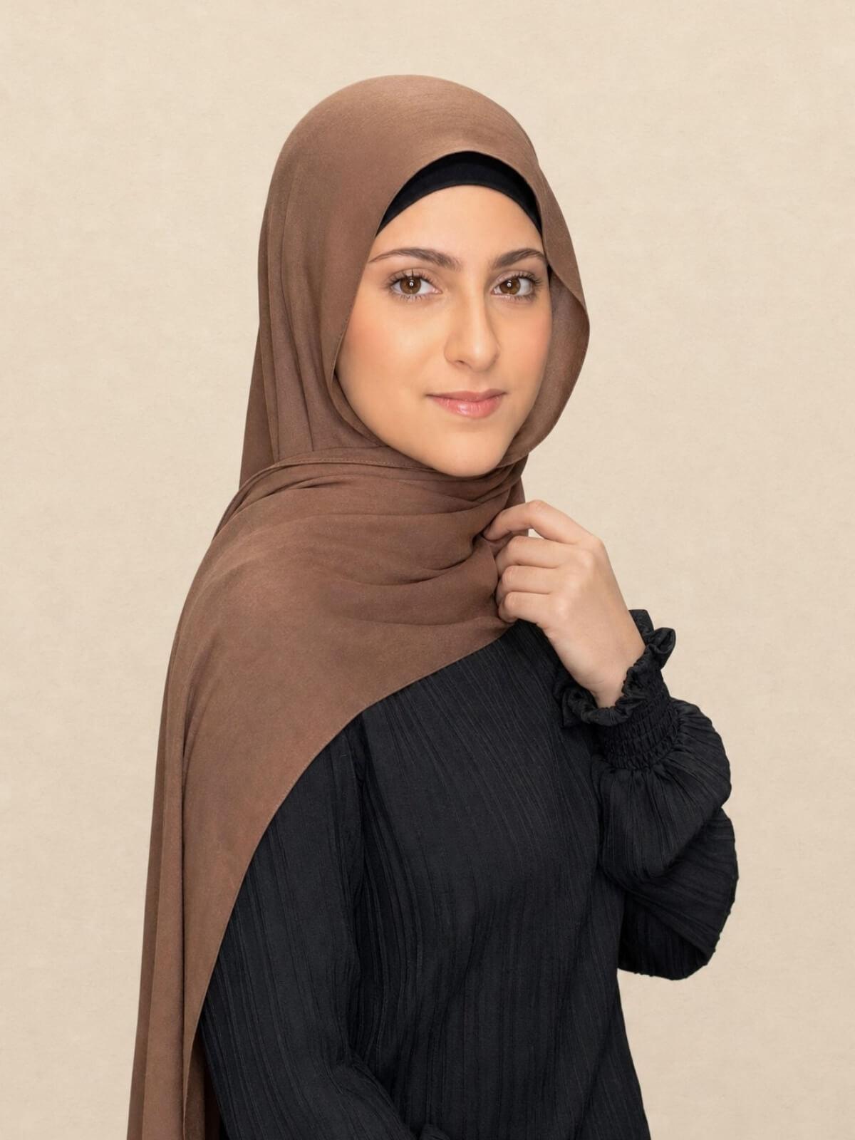 Modish Girl Cotton Modal Hijab-Golden Walnut