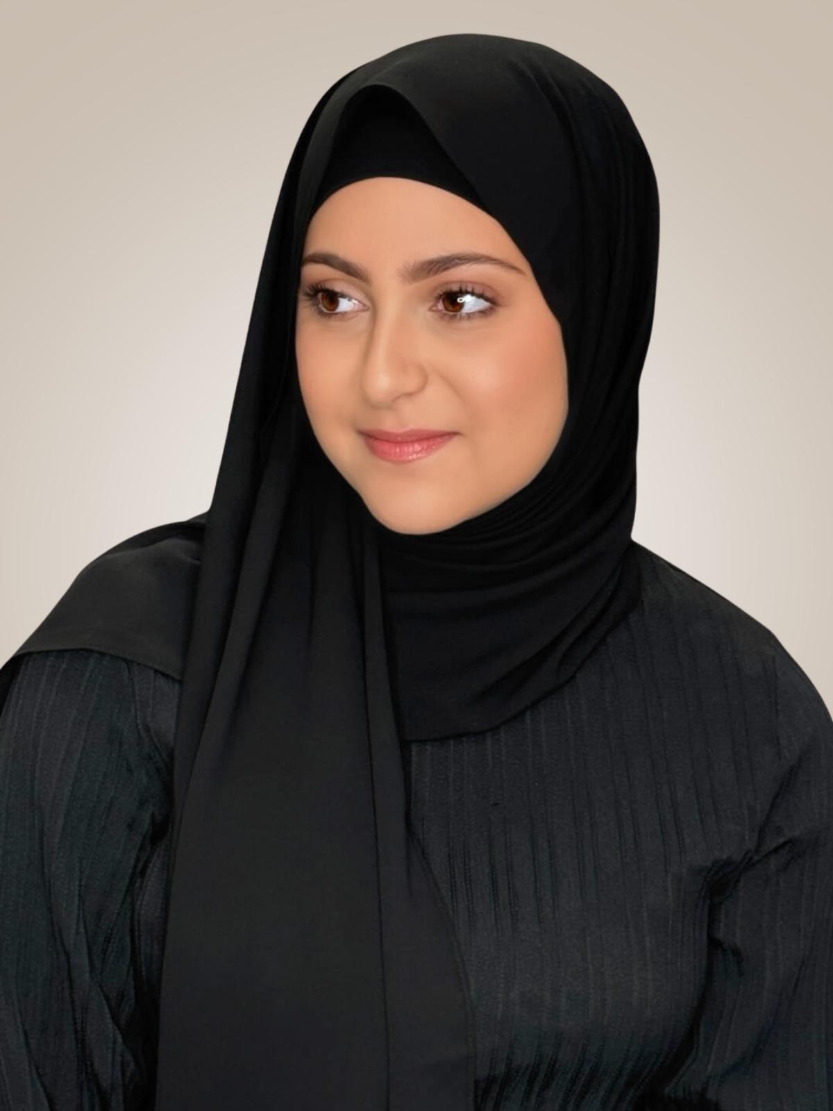 Modish Girl Matching Chiffon Hijab Set-Black