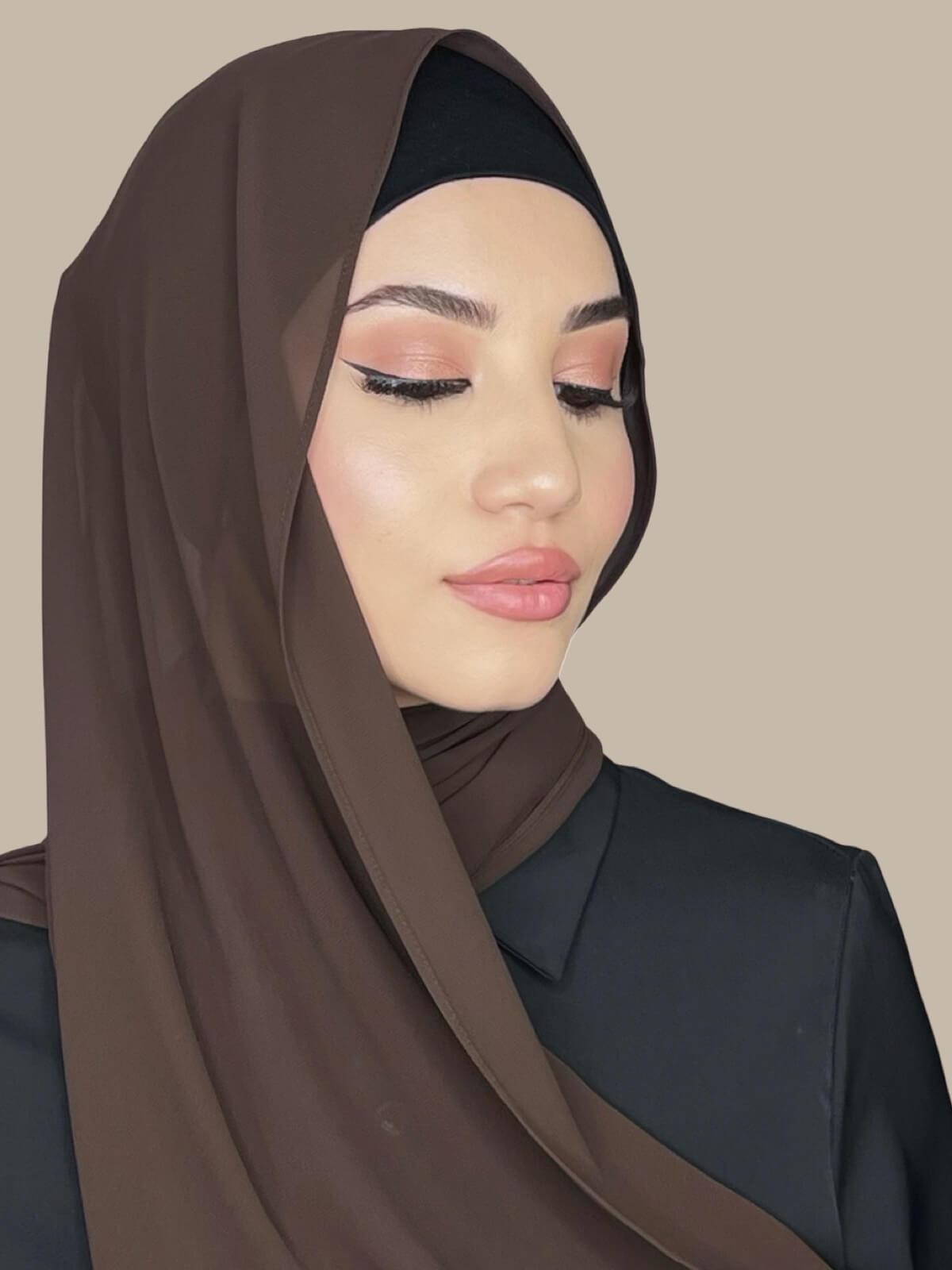 Luxury Chiffon Hijab-Brown