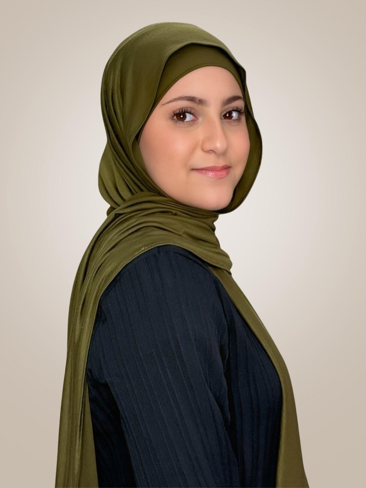 Modish Girl Premium Jersey Hijab-Olive Green