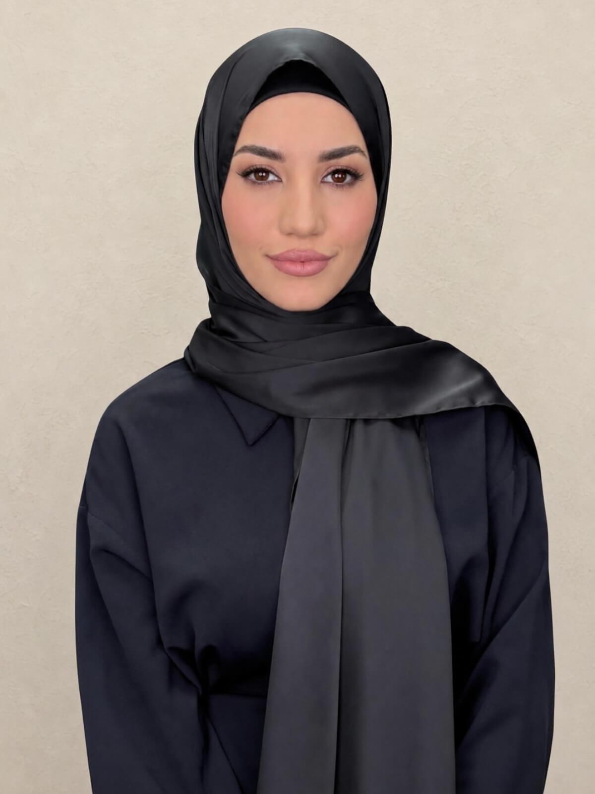 Premium Satin Hijab-Coal