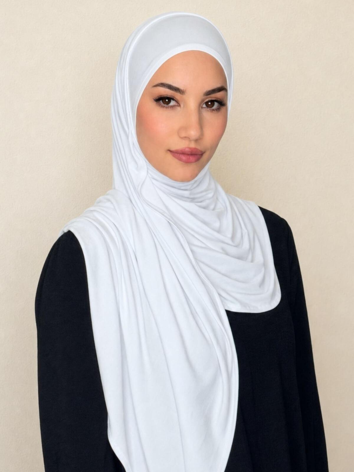 Pre-Sewn Jersey Hijab-White
