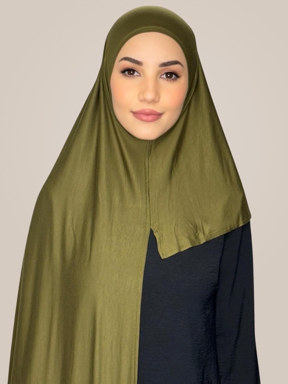 Pre-Sewn Jersey Hijab-Olive Green