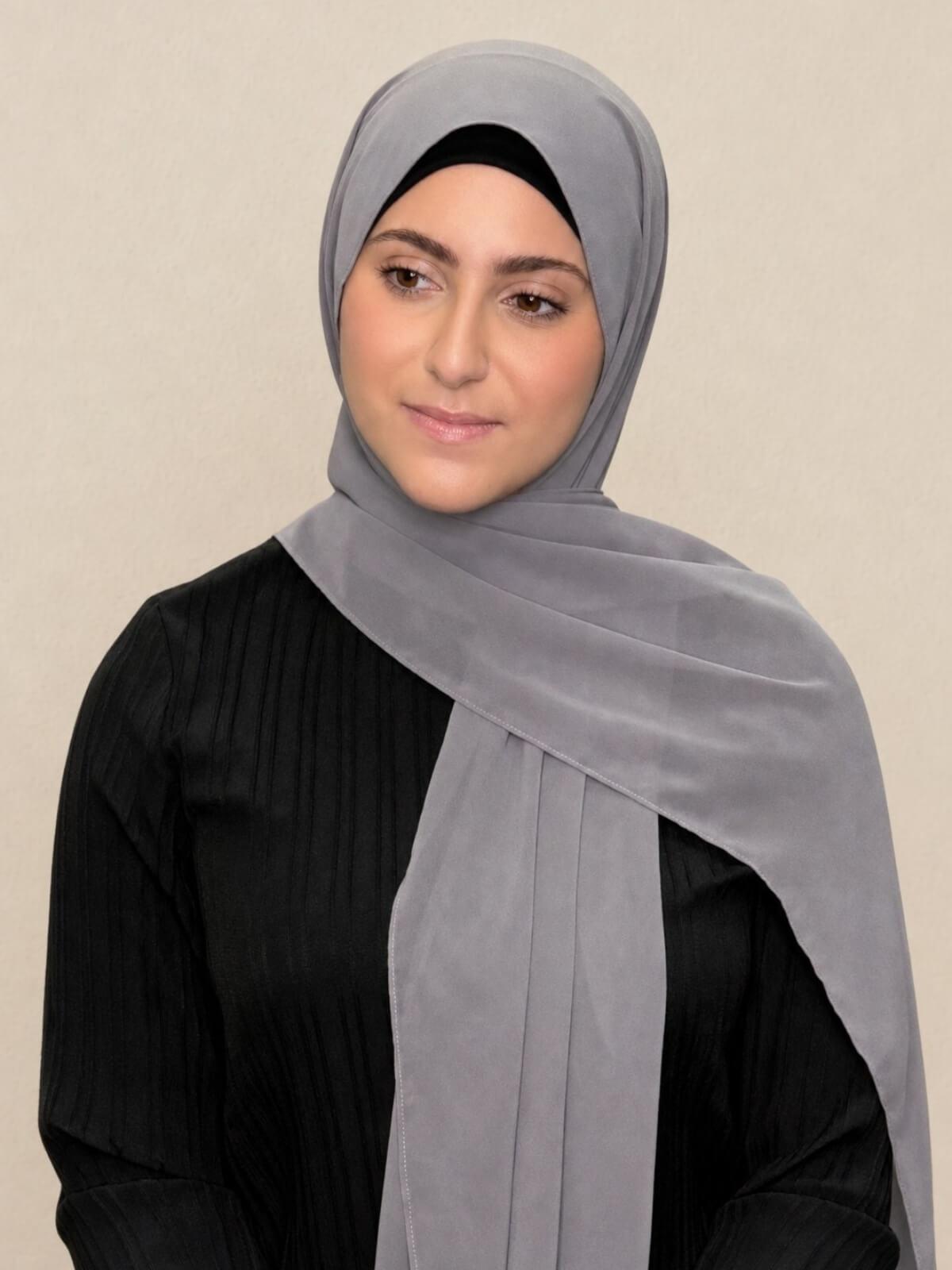 Modish Girl Luxury Chiffon Hijab-Fossil Grey