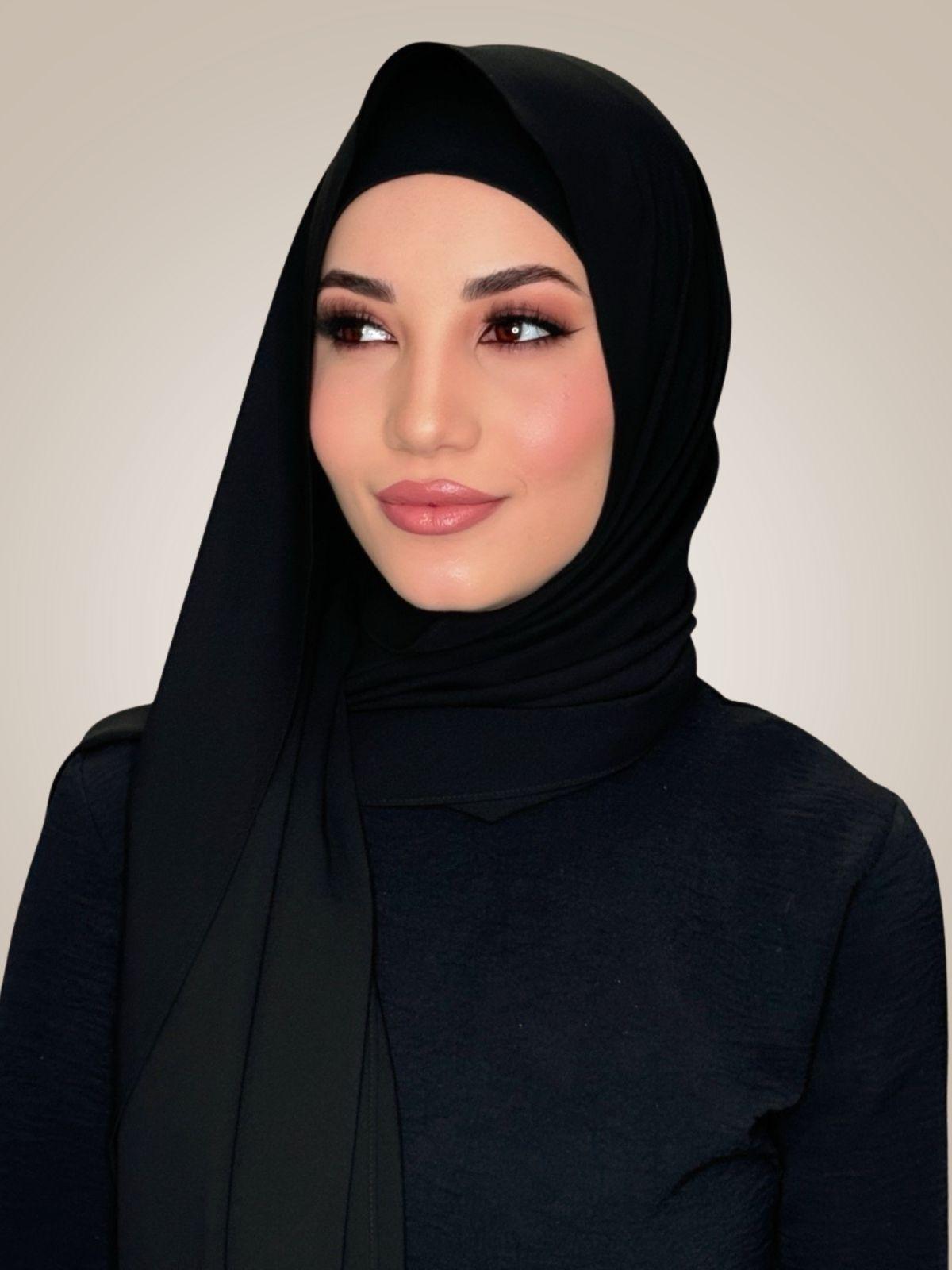 Matching Chiffon Hijab Set-Black