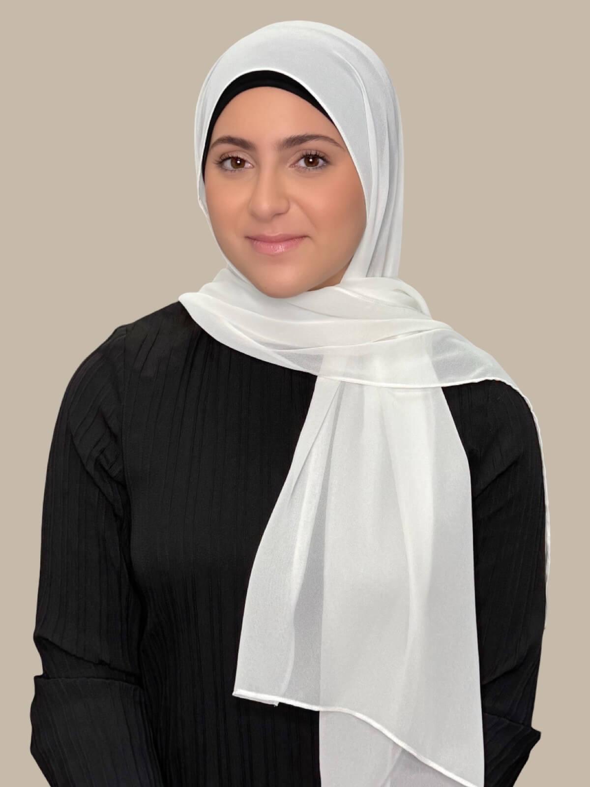 Modish Girl Luxury Chiffon Hijab-Floral White