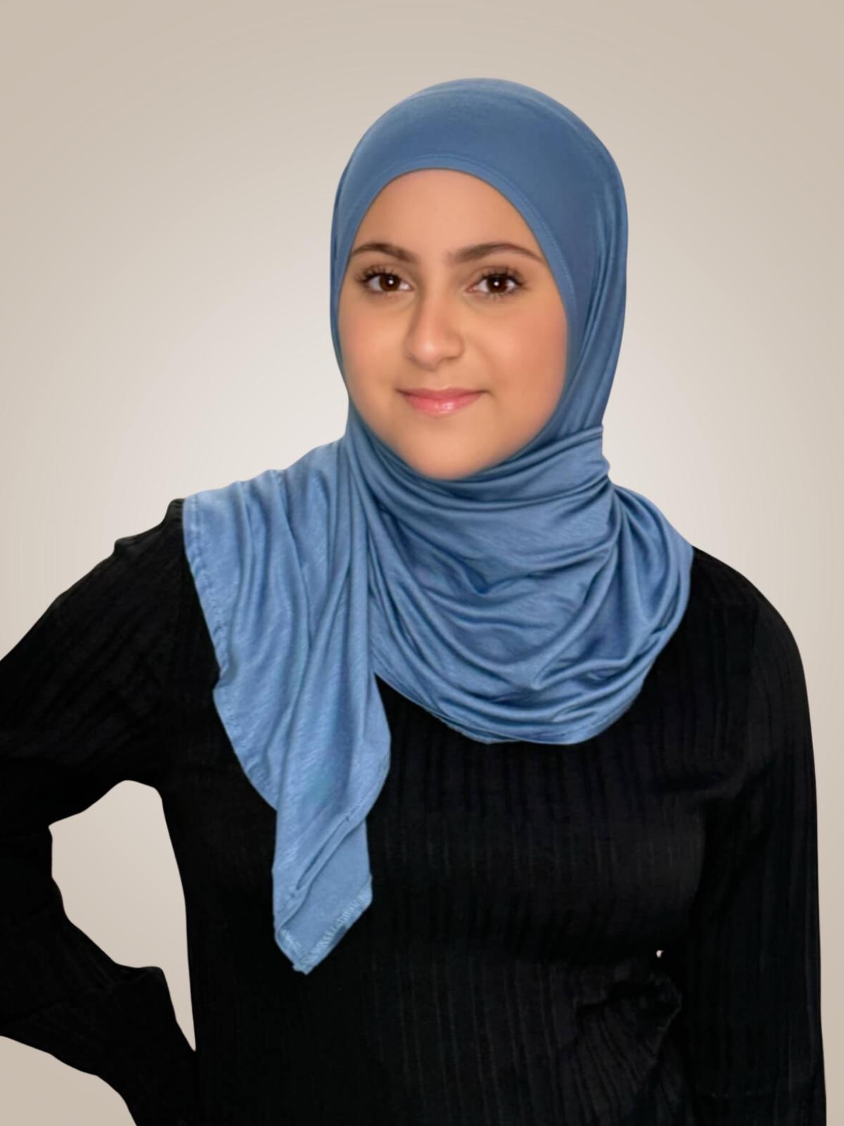 Modish Girl Pre-Sewn Jersey Hijab-Blue Grey