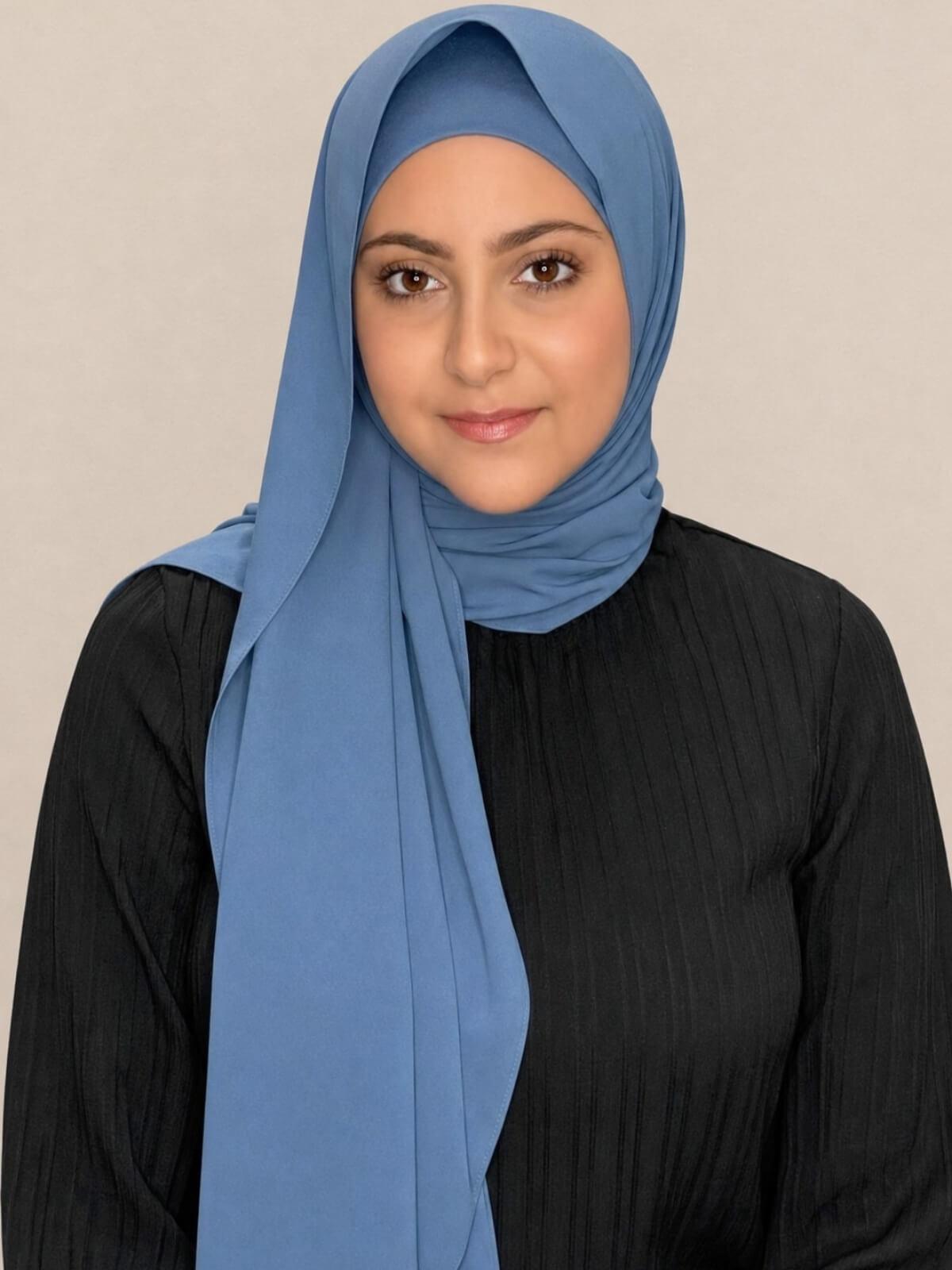 Modish Girl Matching Chiffon Hijab Set-Cool Blue