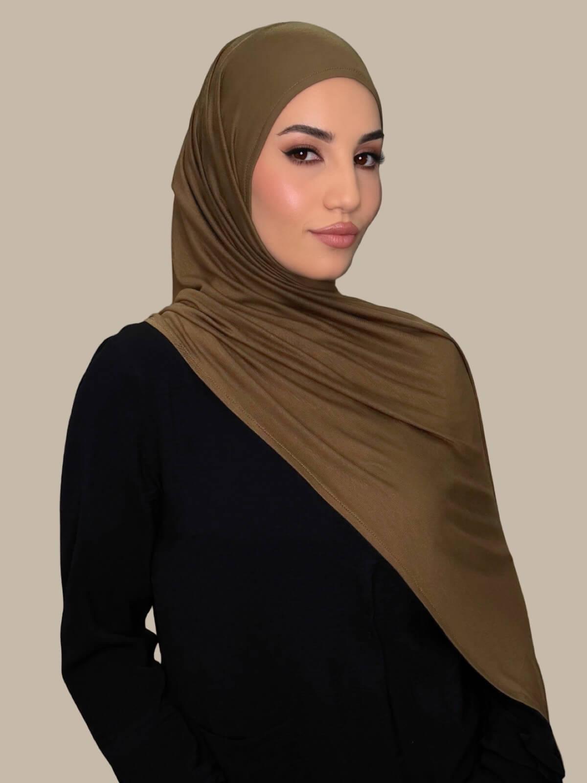 Pre-Sewn Jersey Hijab-Bark