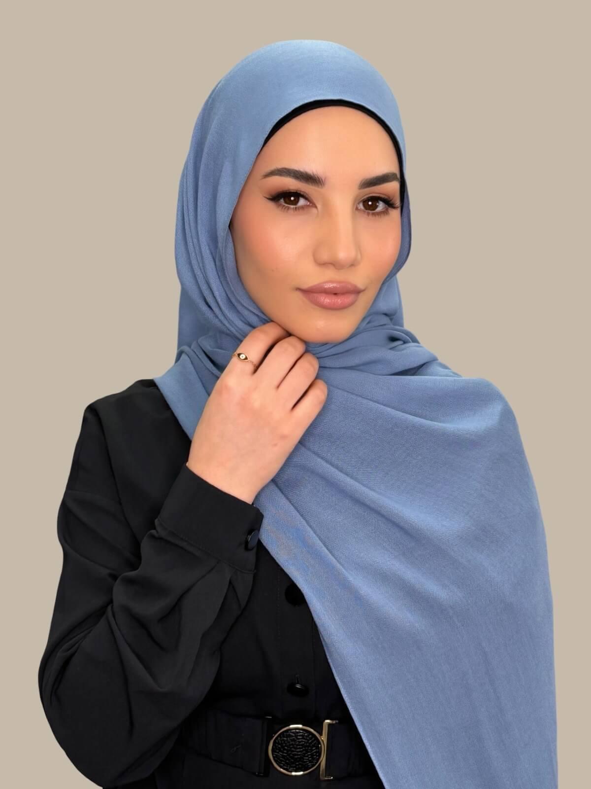 Cotton Modal Hijab-Steel Blue