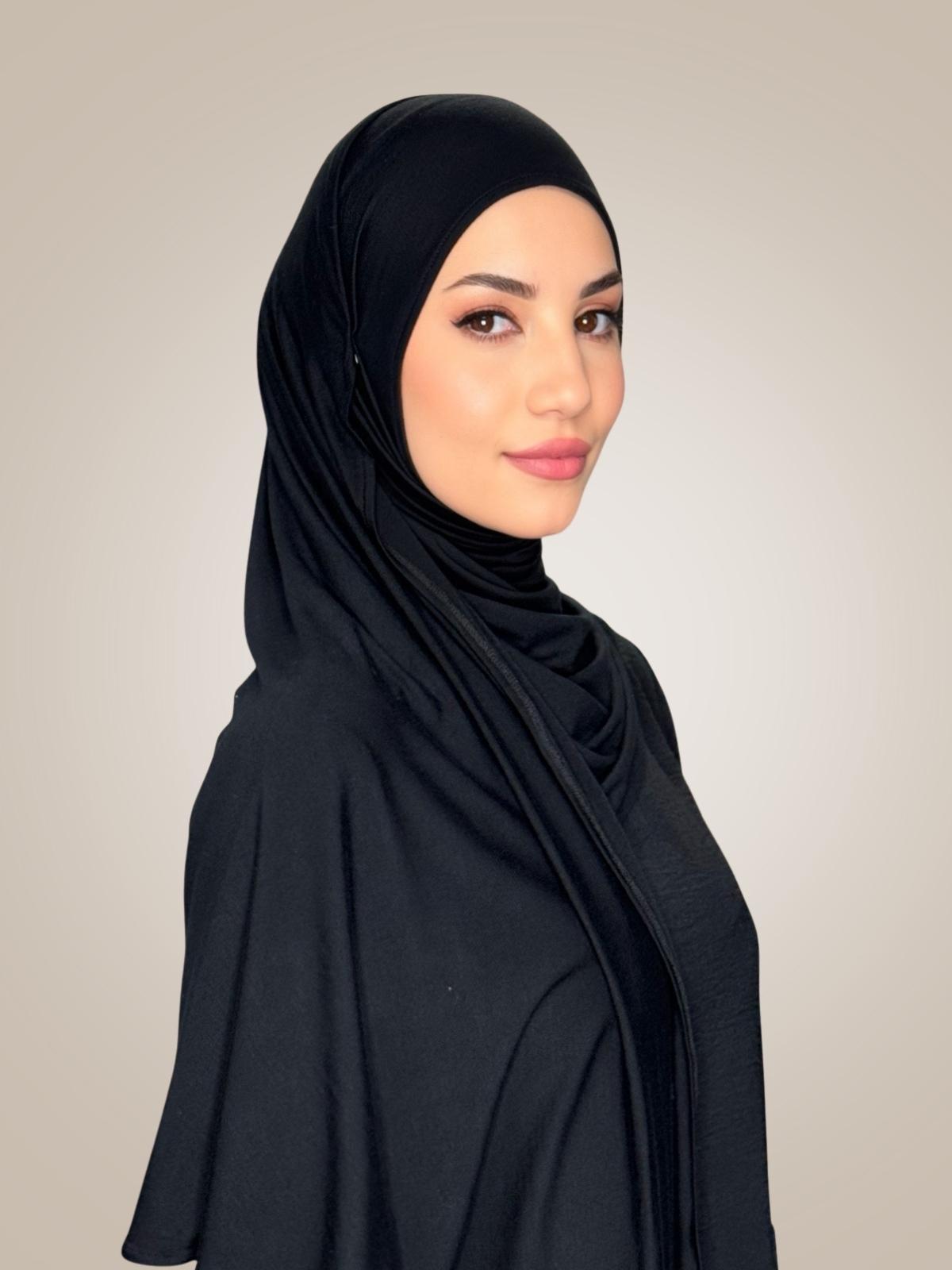 Pre-Sewn Jersey Hijab-Black