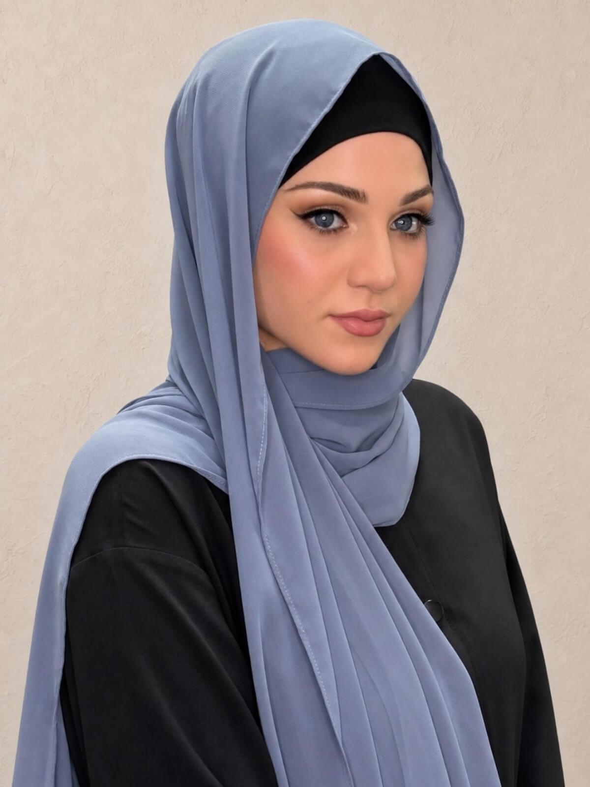 Luxury Chiffon Hijab-Dusty Blue