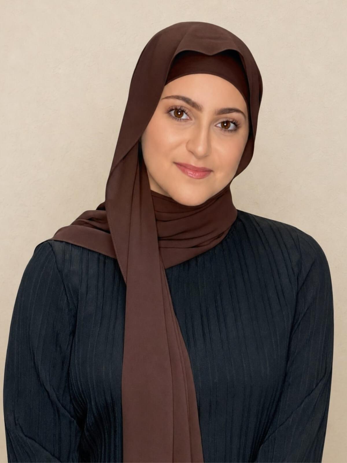 Modish Girl Matching Chiffon Hijab Set-Umber