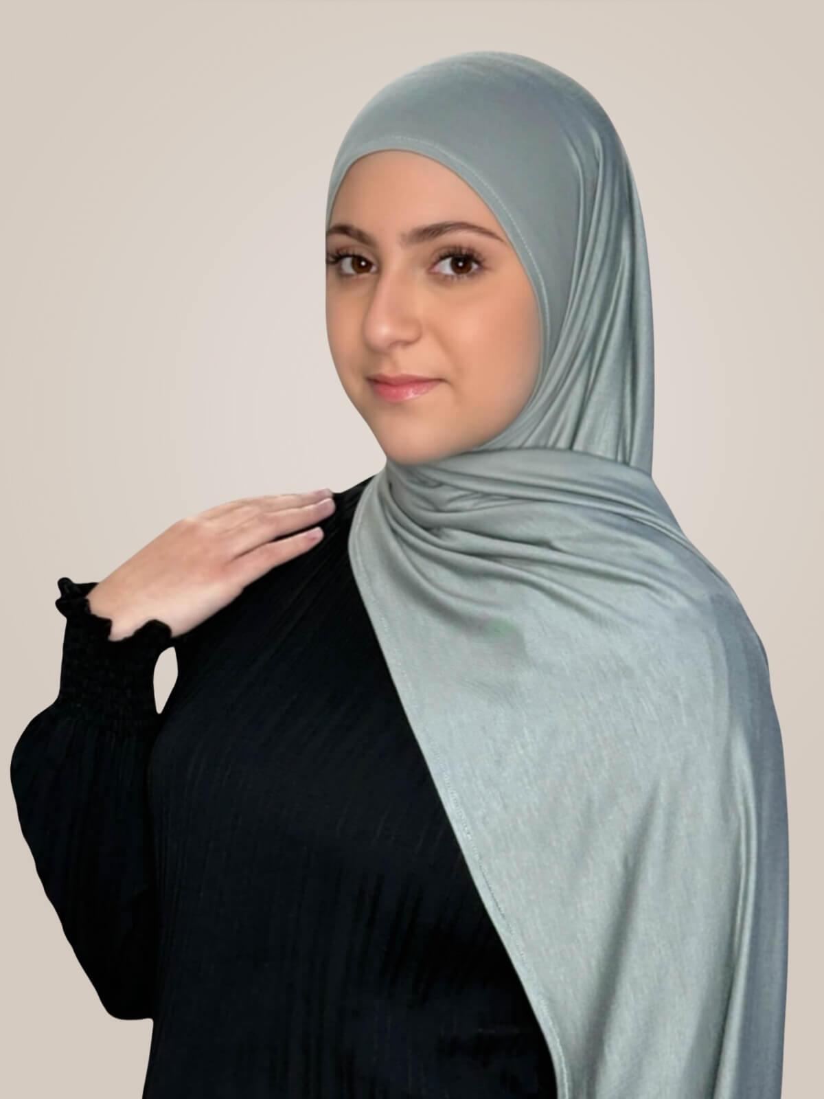 Modish Girl Pre-Sewn Jersey Hijab-Stone Green