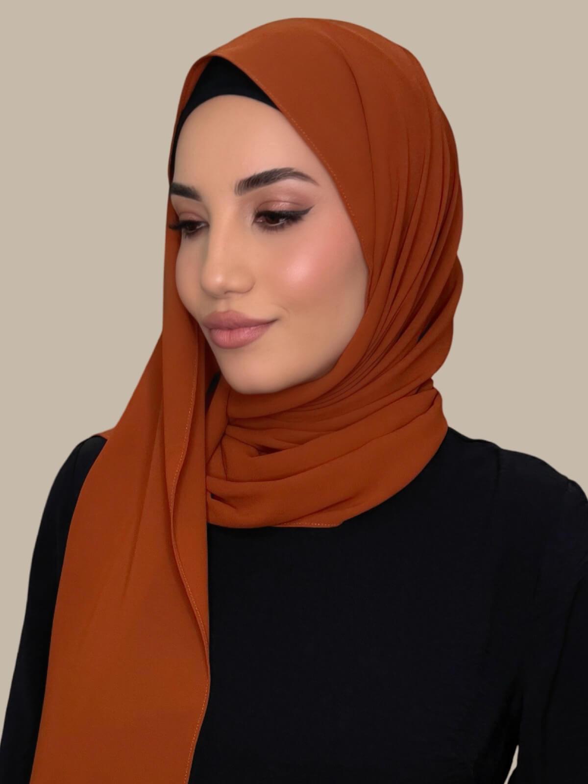 Classic Chiffon Hijab-Burnt Orange