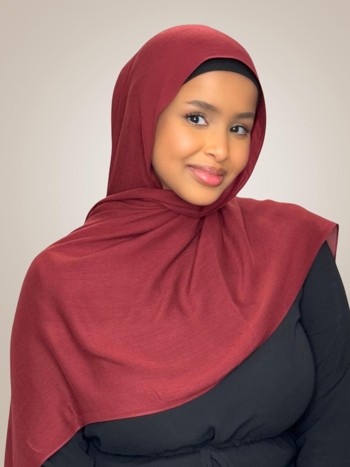 Cotton Modal Hijab-Jam Red