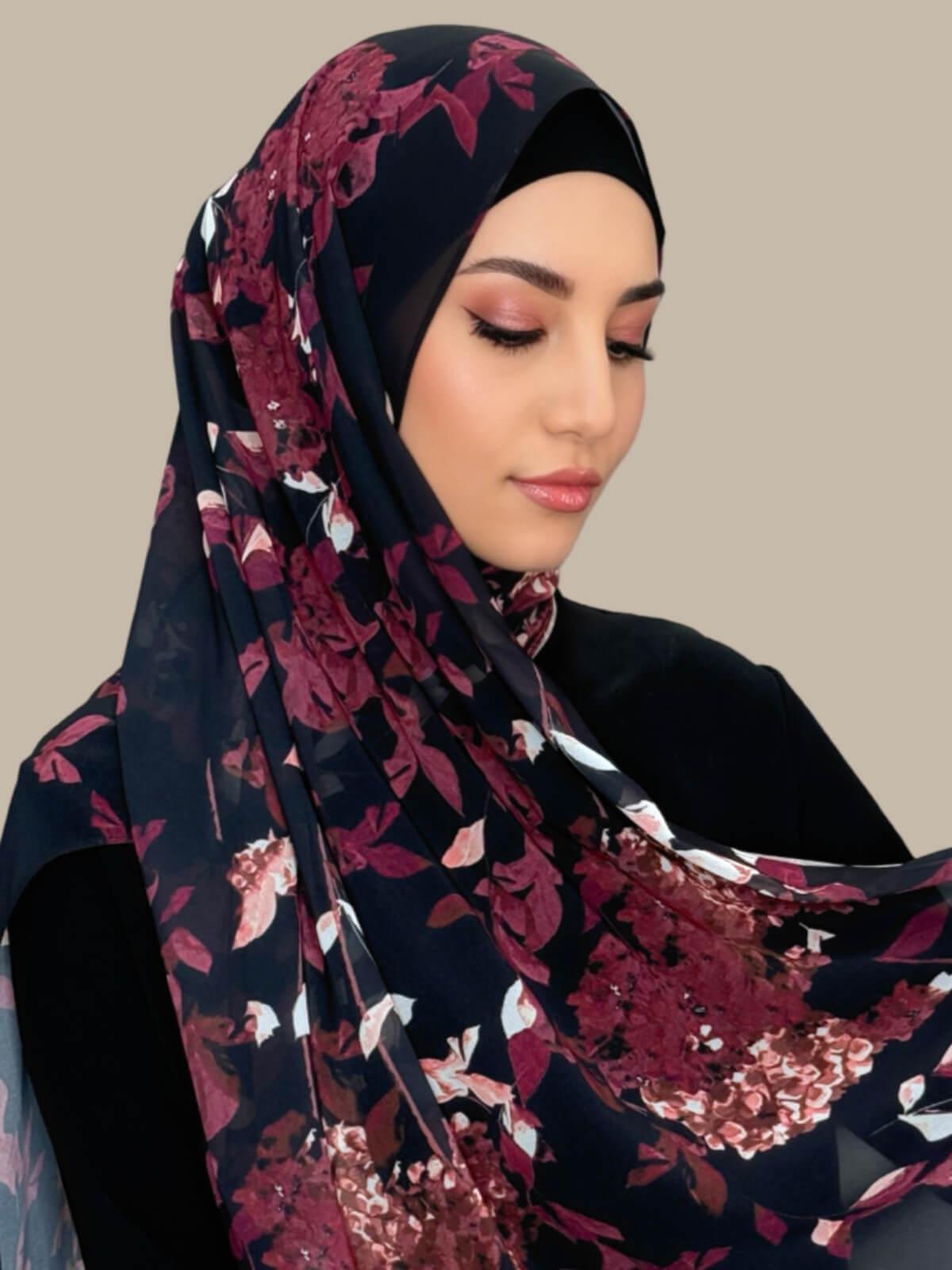 Printed Chiffon Hijab-Wild Orchid