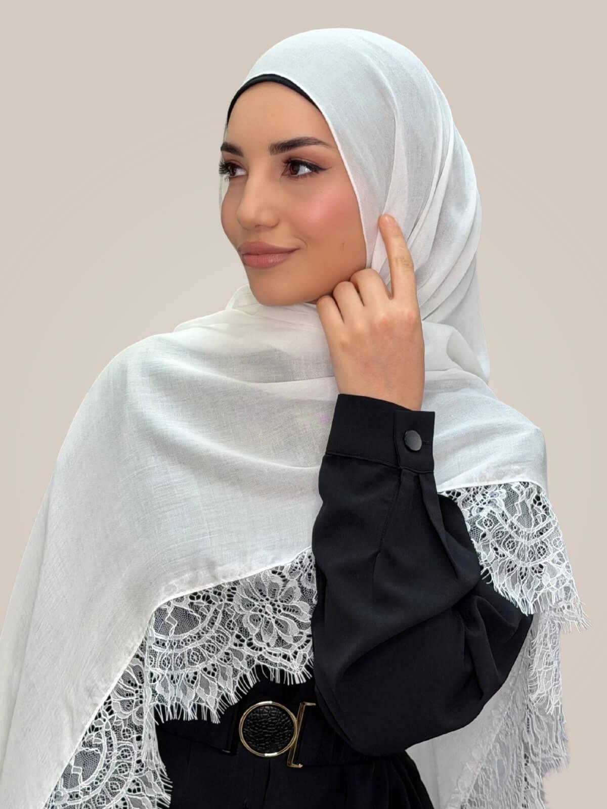 Lace Cotton Modal Hijab-Quiet Light