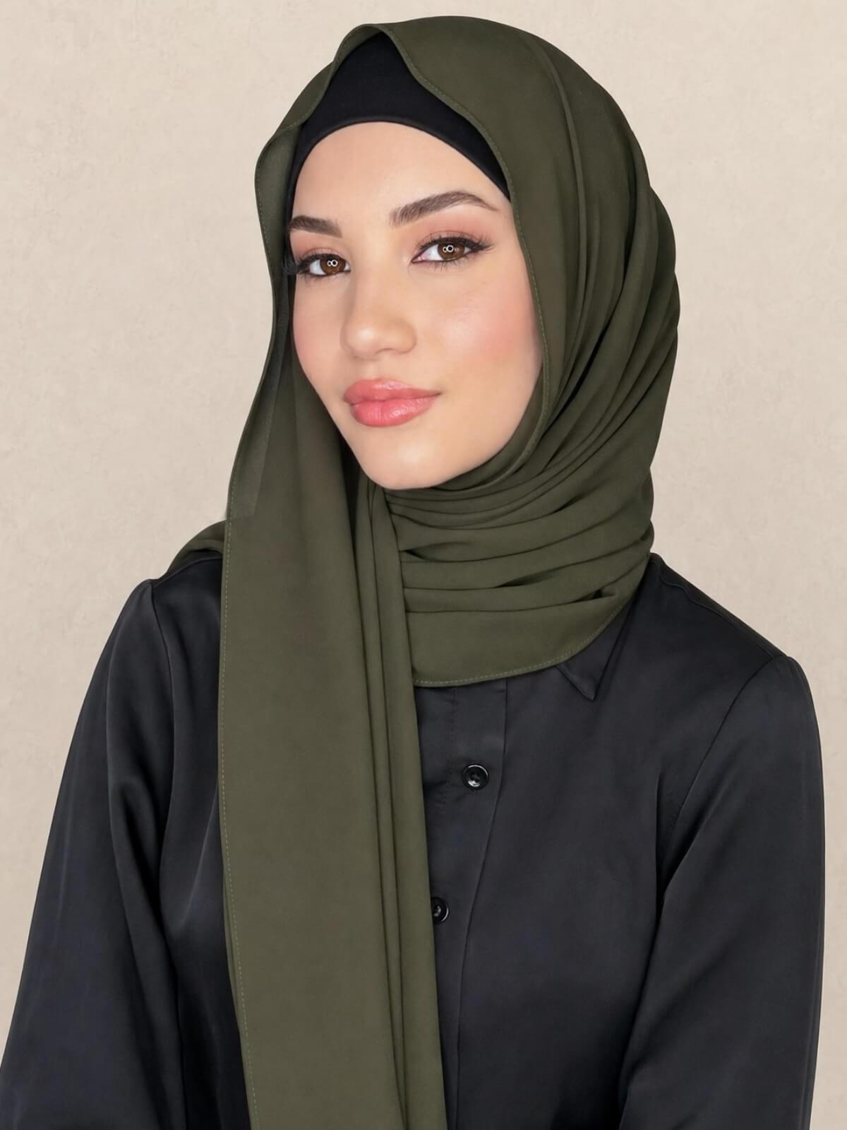 Classic Chiffon Hijab-Uniform Green