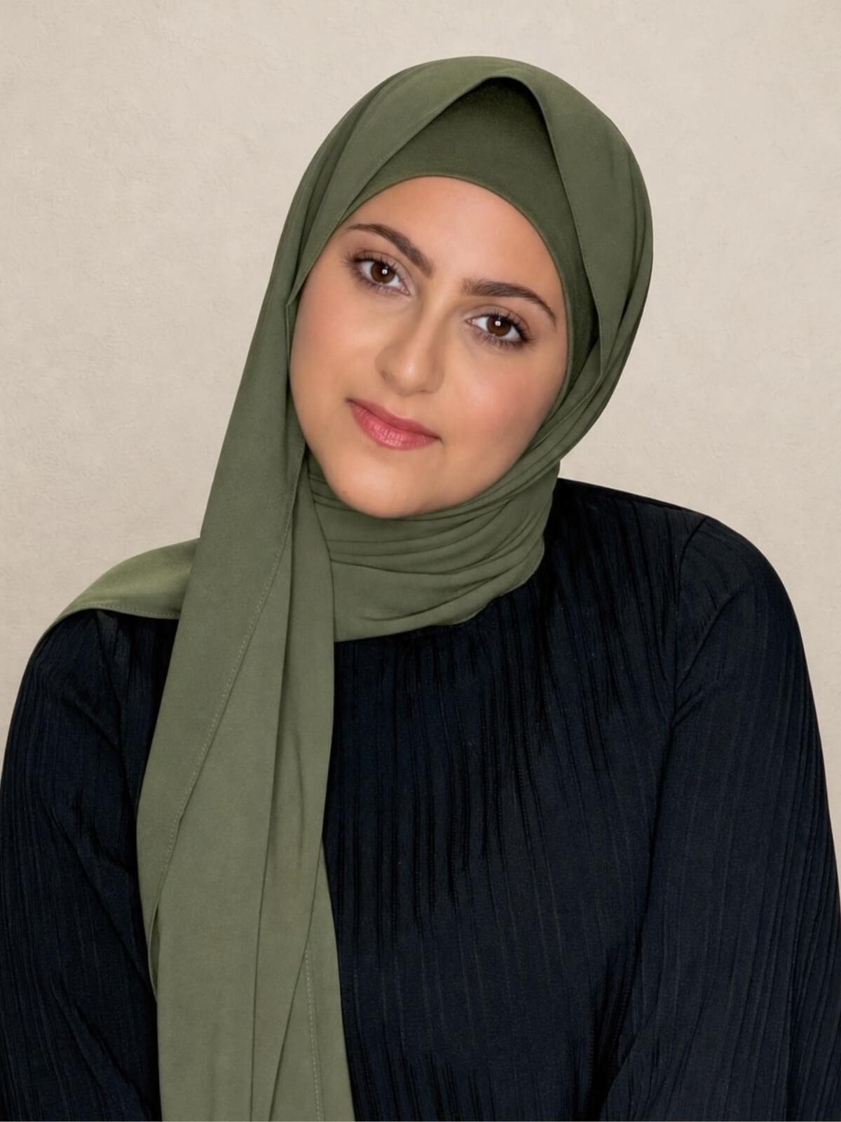 Modish Girl Matching Chiffon Hijab Set-Dusty Olive