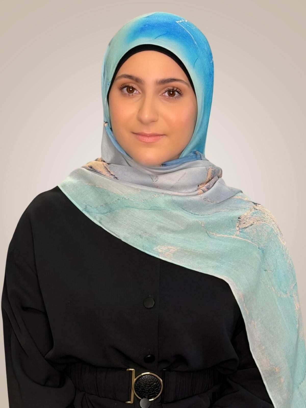 Modish Girl Print Modal Hijab-Amalfi Blue