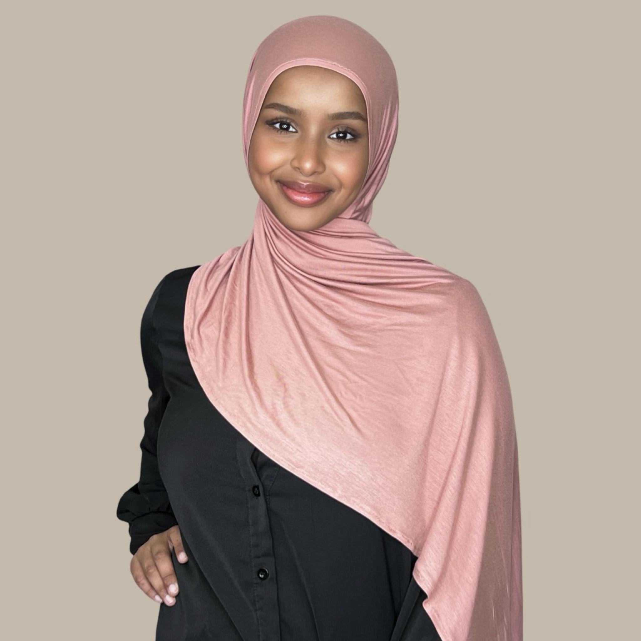 Pre-Sewn Jersey Hijab-Wood Rose