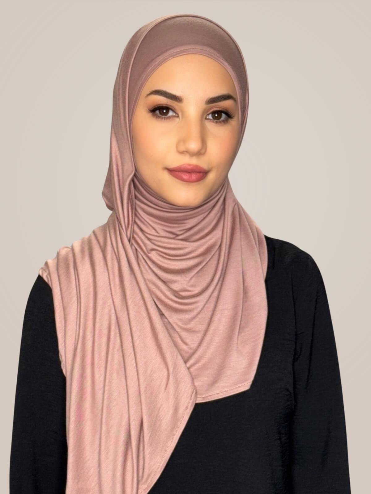 Pre-Sewn Jersey Hijab-Dusty Rose