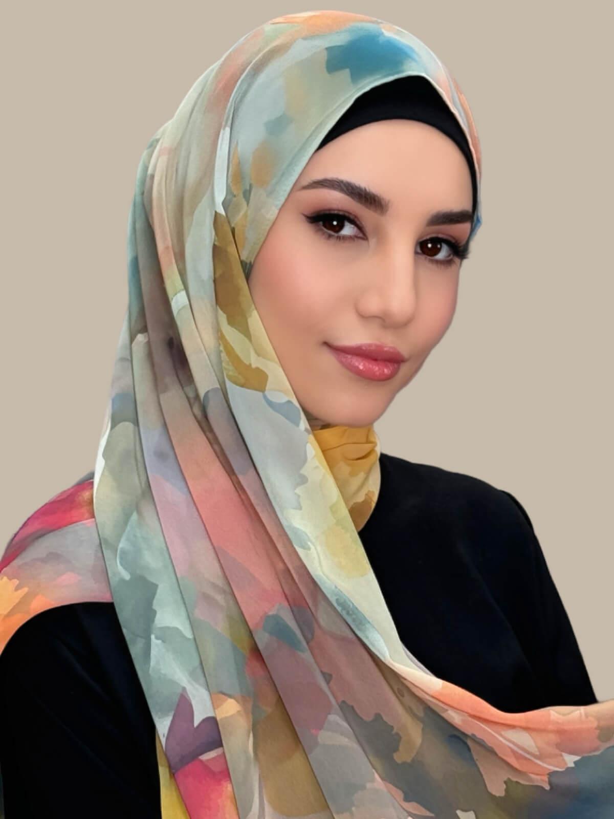 Printed Chiffon Hijab-Petal Whisper