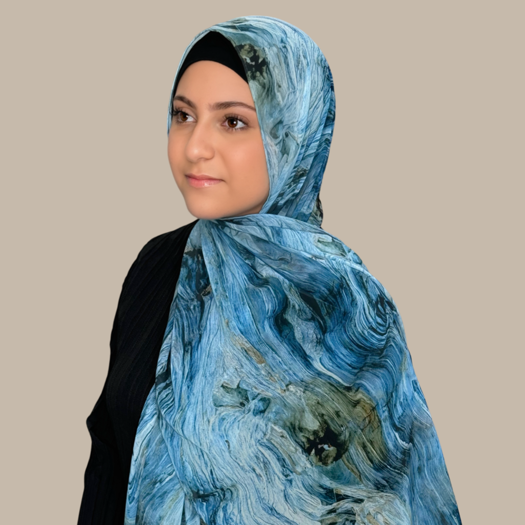 Modish Girl Printed Chiffon Hijab-Ocean Mist - Modish Hijab