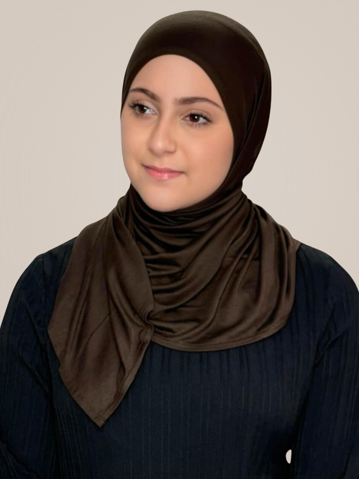 Modish Girl Pre-Sewn Jersey Hijab-Chocolate Brown