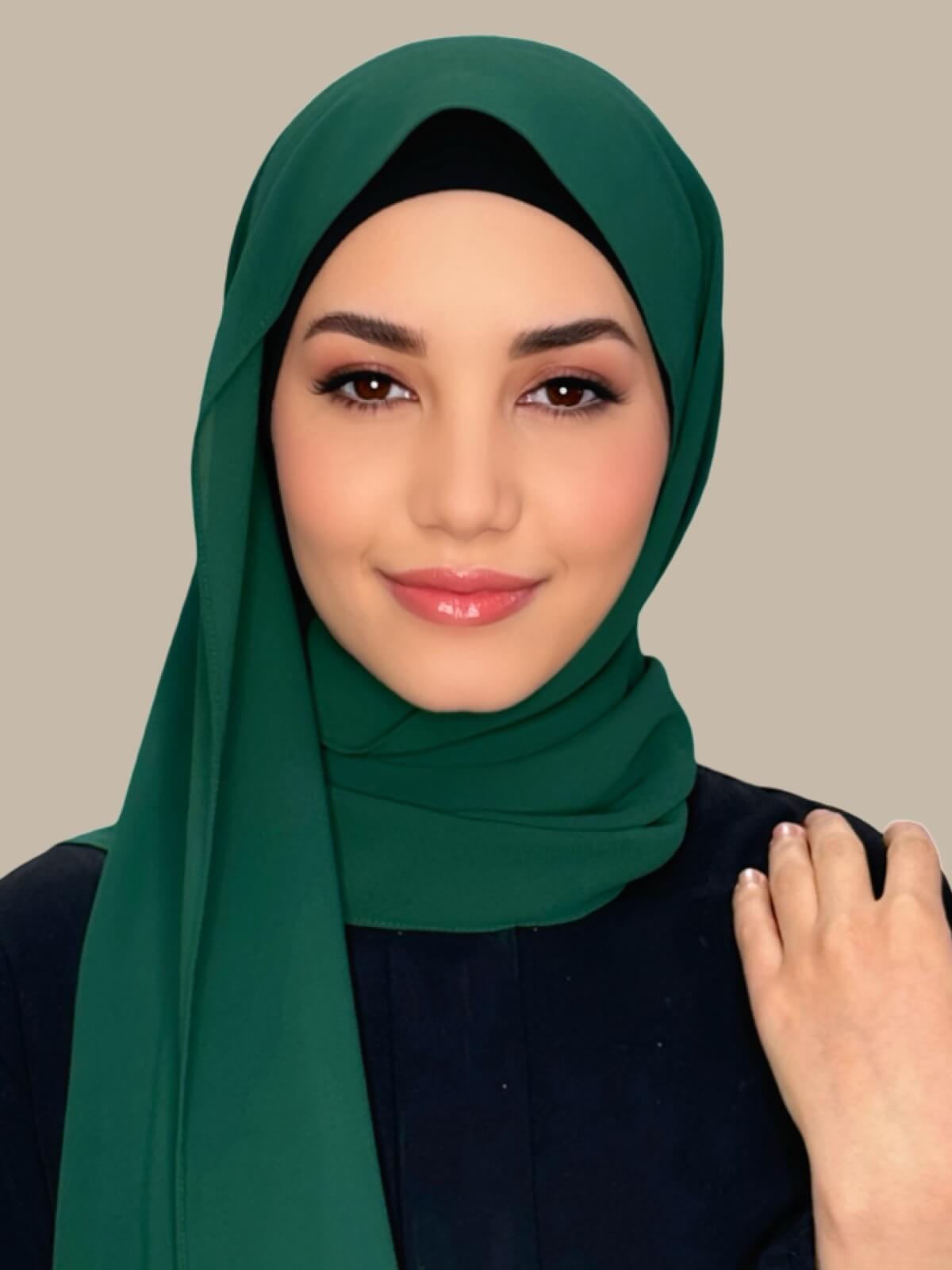 Classic Chiffon Hijab-Forrest Green