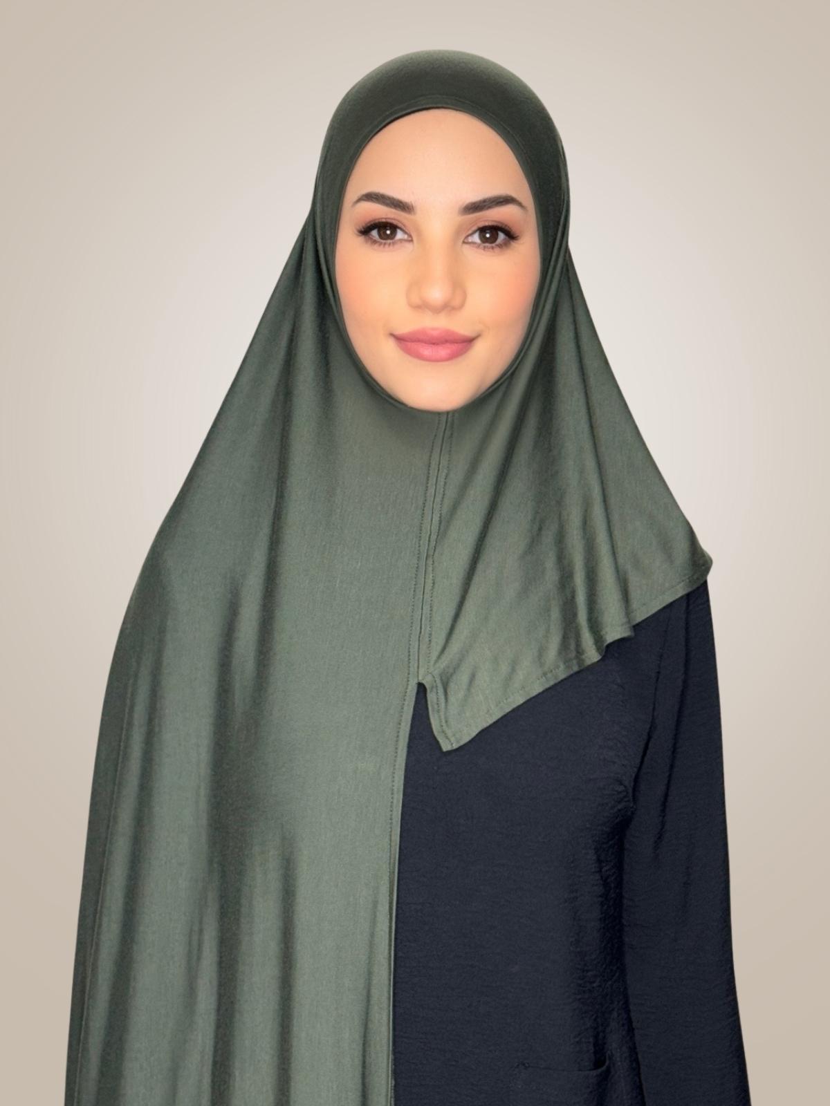 Pre-Sewn Jersey Hijab-Army Green