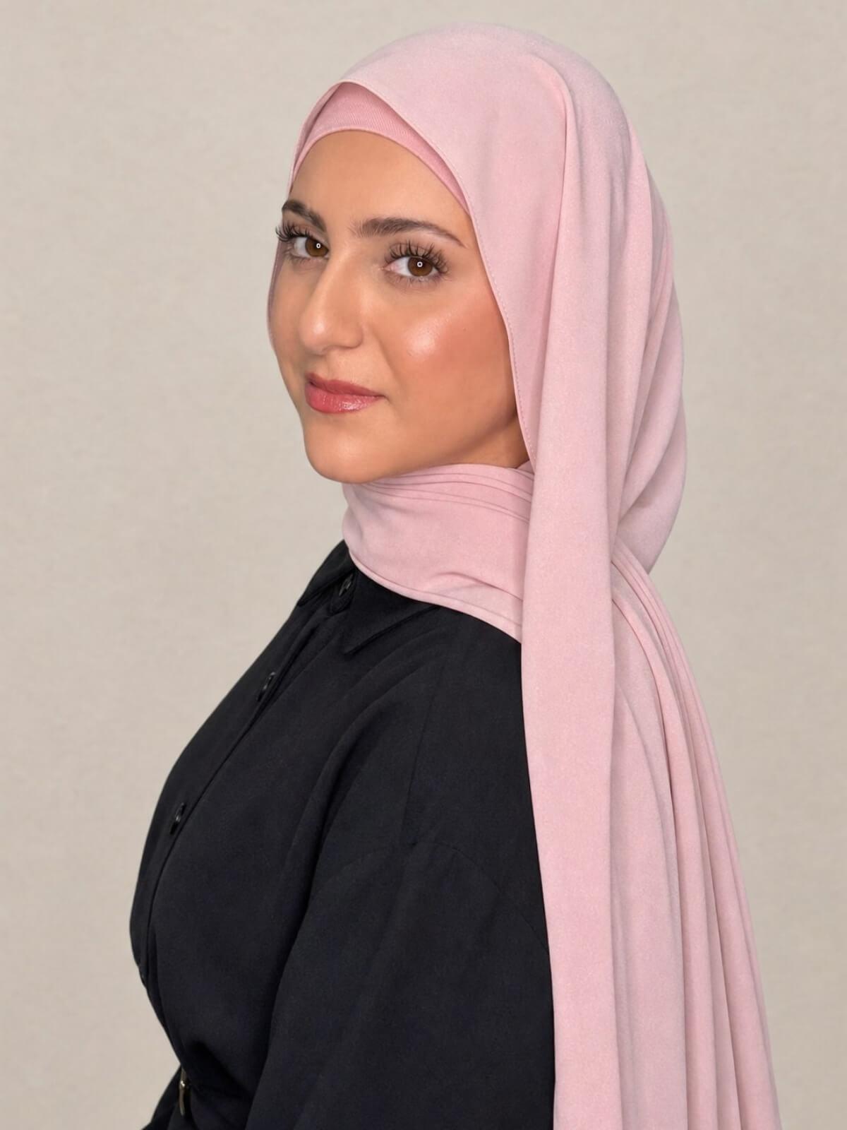 Modish Girl Matching Chiffon Hijab Set-Antique Pink