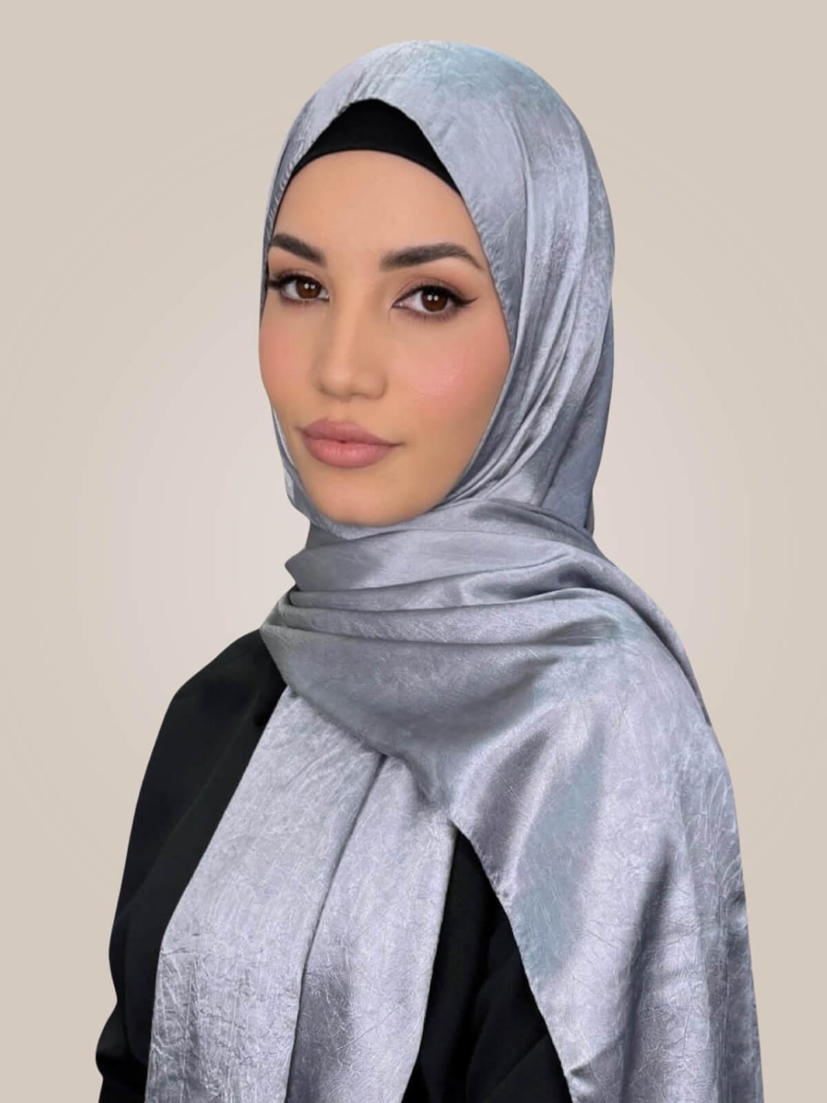 Classic Satin Hijab-Slate Dove Grey