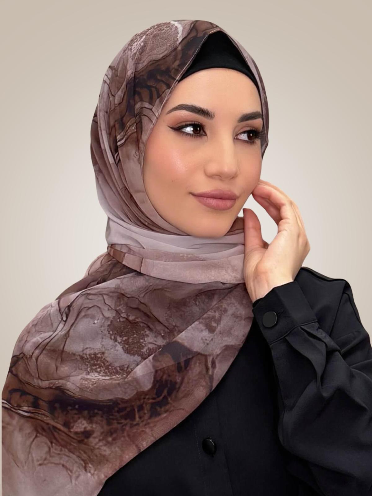 Printed Chiffon Hijab-Desert Dust