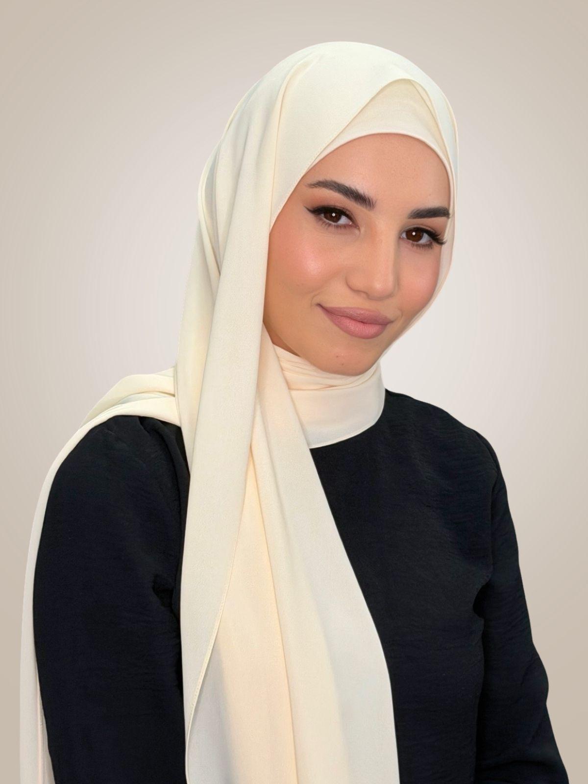 Matching Chiffon Hijab Set-Ivory Lace