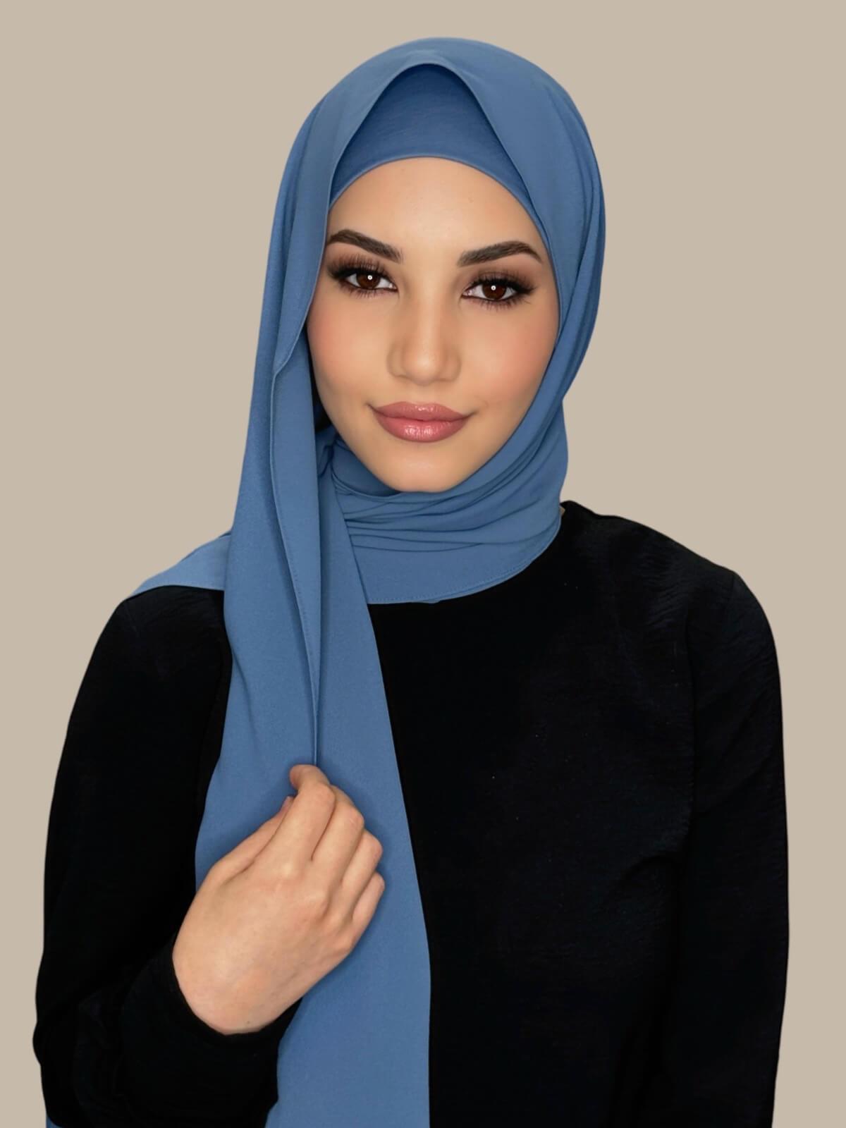 Matching Chiffon Hijab Set-Cool Blue